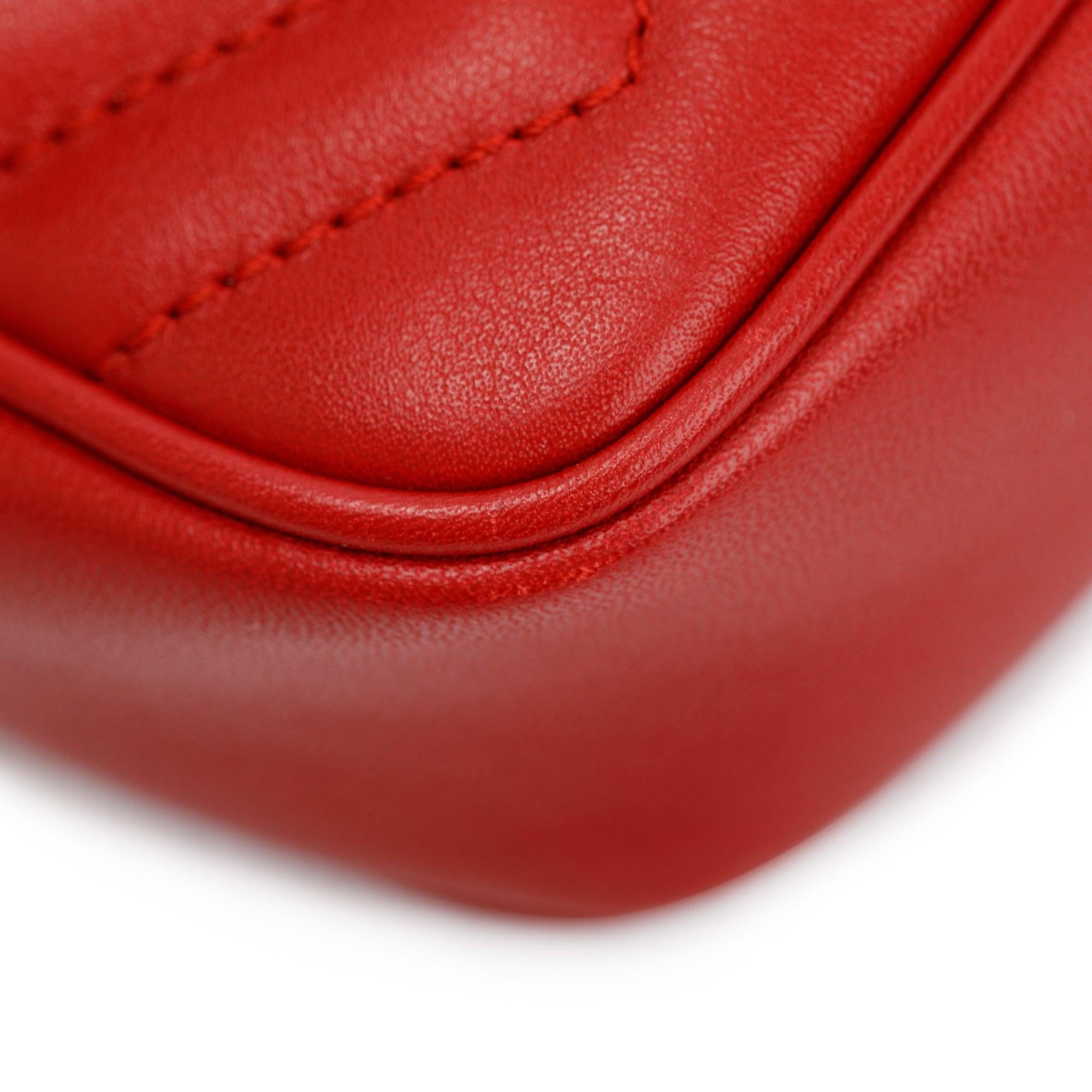 Gucci Red GG Marmont Matelasse Leather Super Mini Bag w/ Box