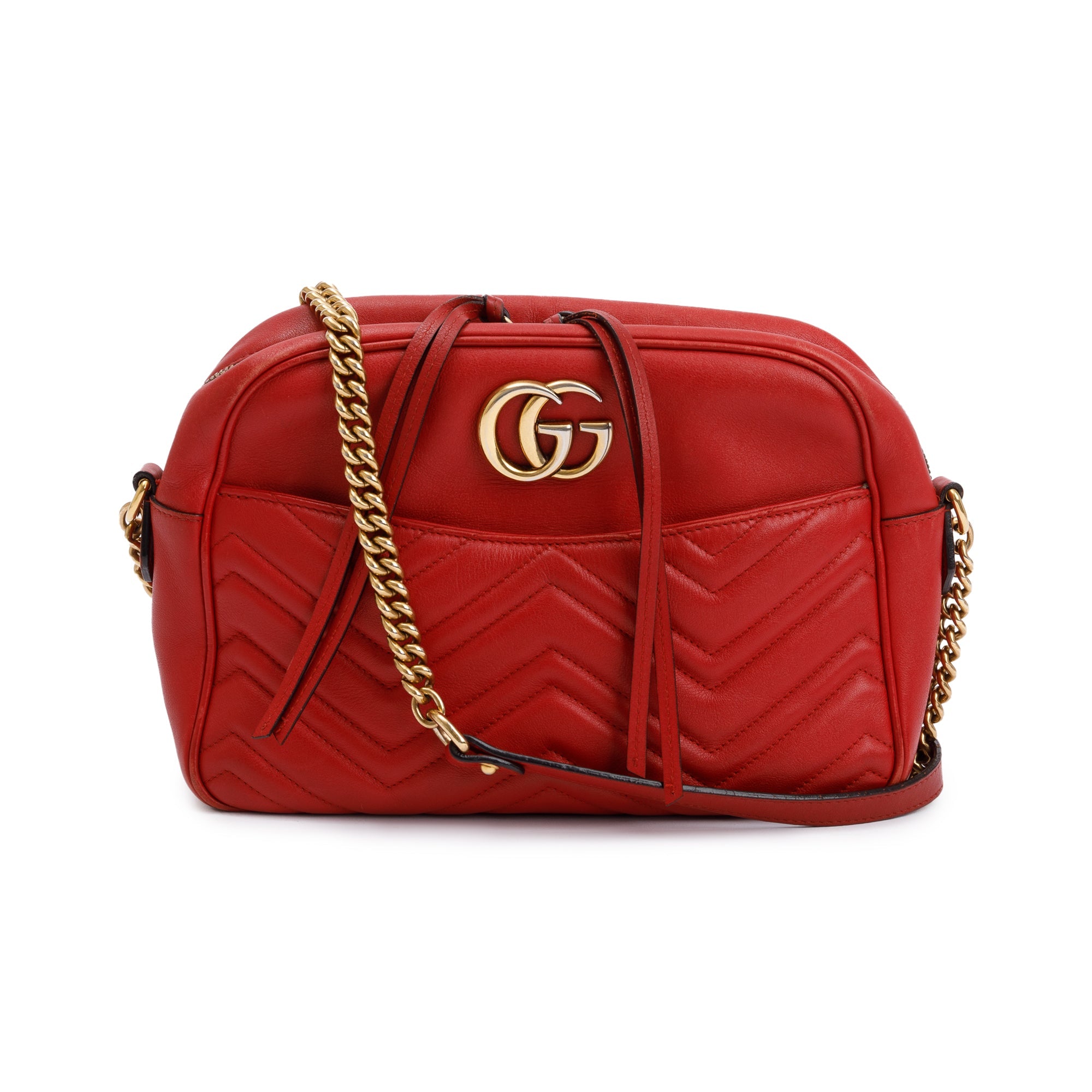 Gucci Red GG Marmont Matelasse Medium Shoulder Bag