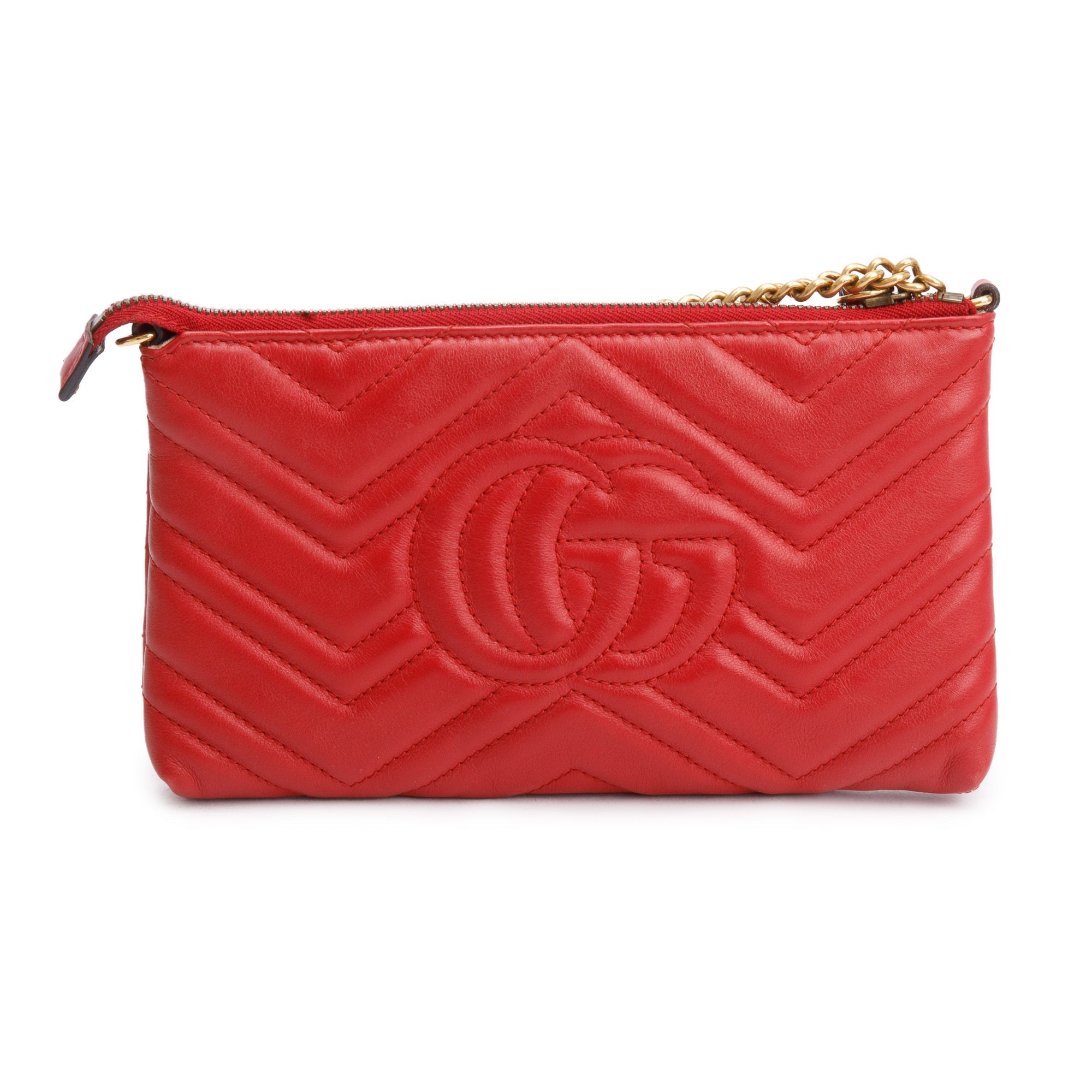 Gucci Red GG Marmont Matelasse Mini Chain Bag