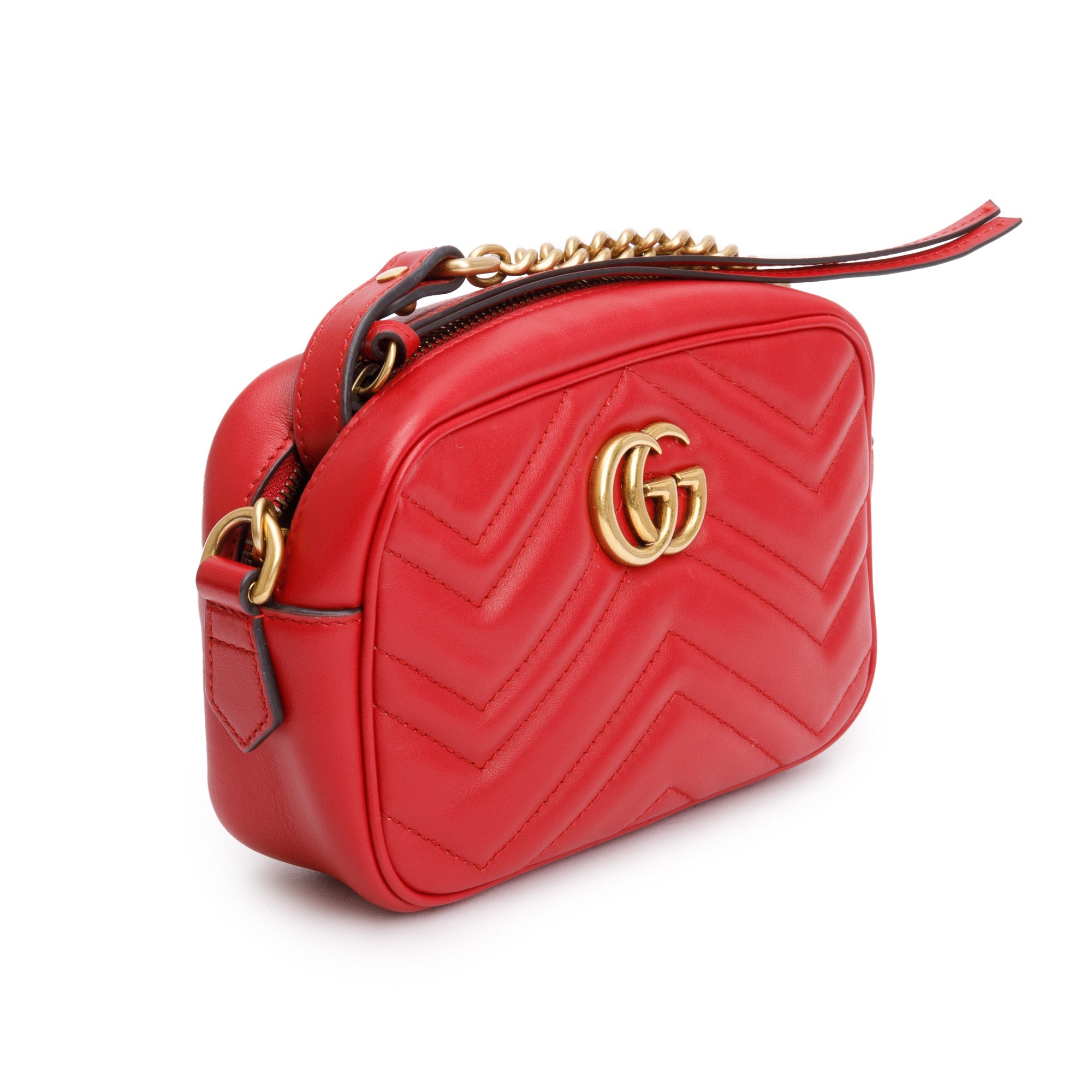 Gucci Red GG Marmont Matelasse Mini Shoulder Bag