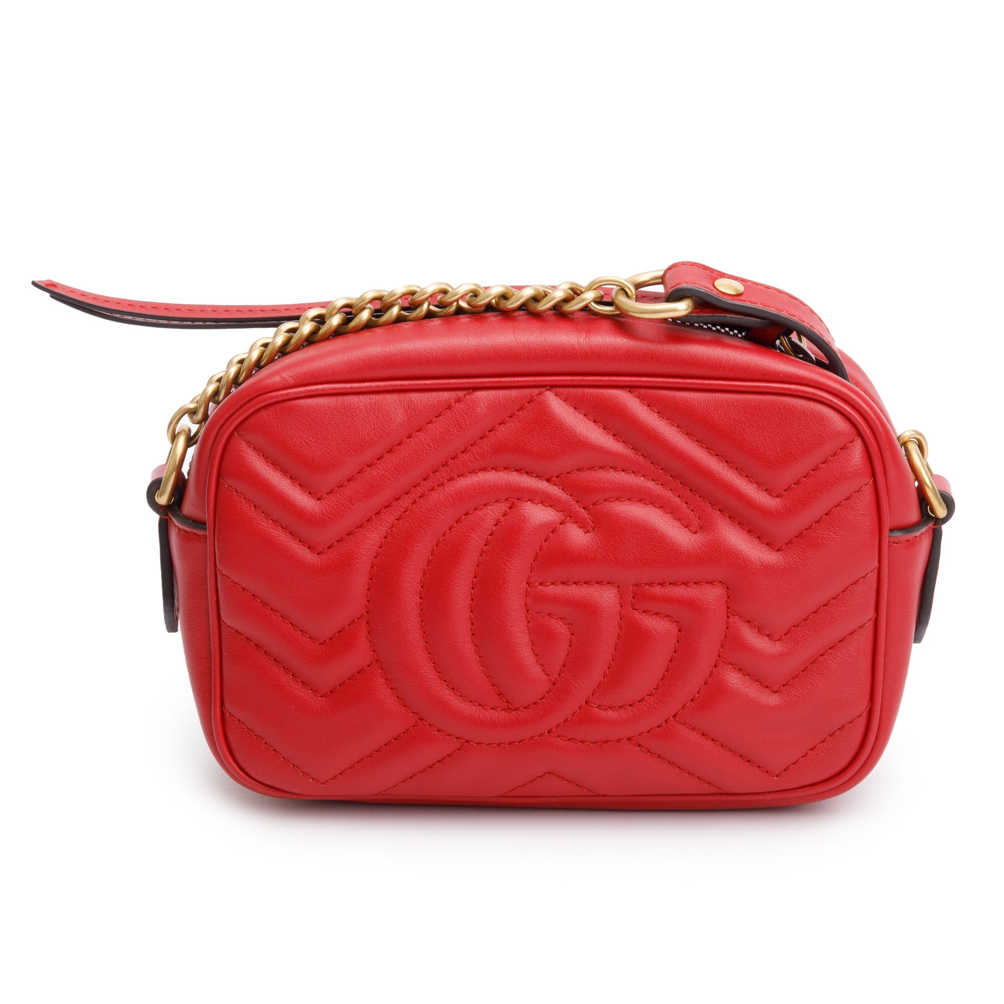 Gucci Red GG Marmont Matelasse Mini Shoulder Bag