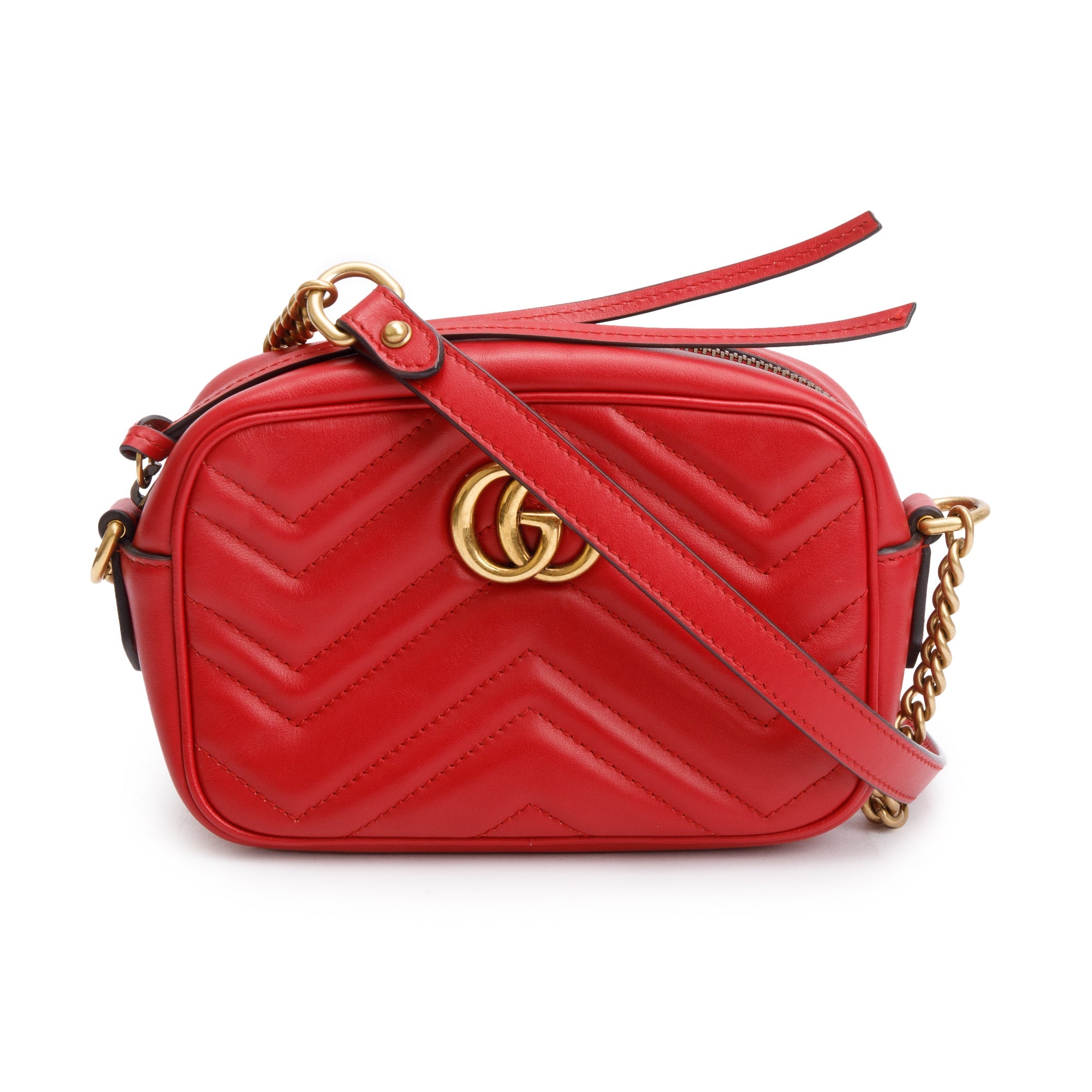 Gucci Red GG Marmont Matelasse Mini Shoulder Bag