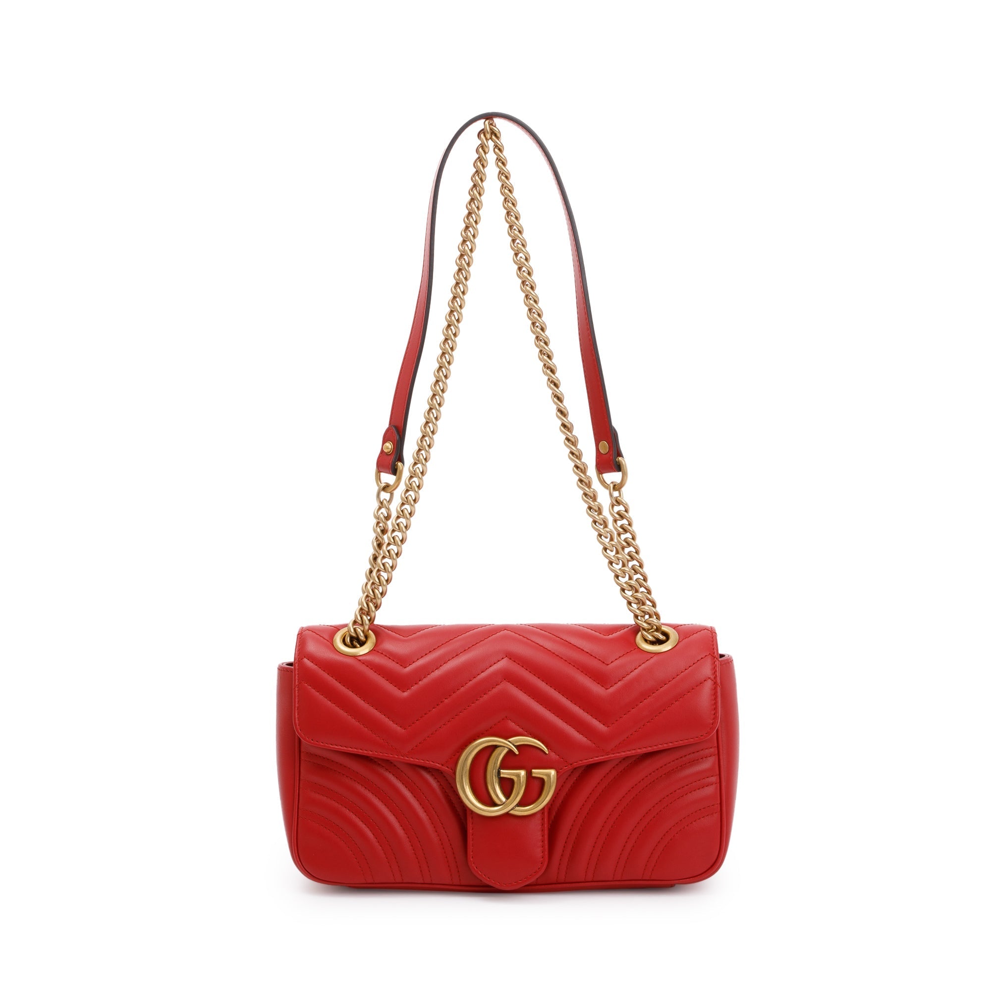 Gucci Red GG Marmont Matelasse Small Shoulder Bag