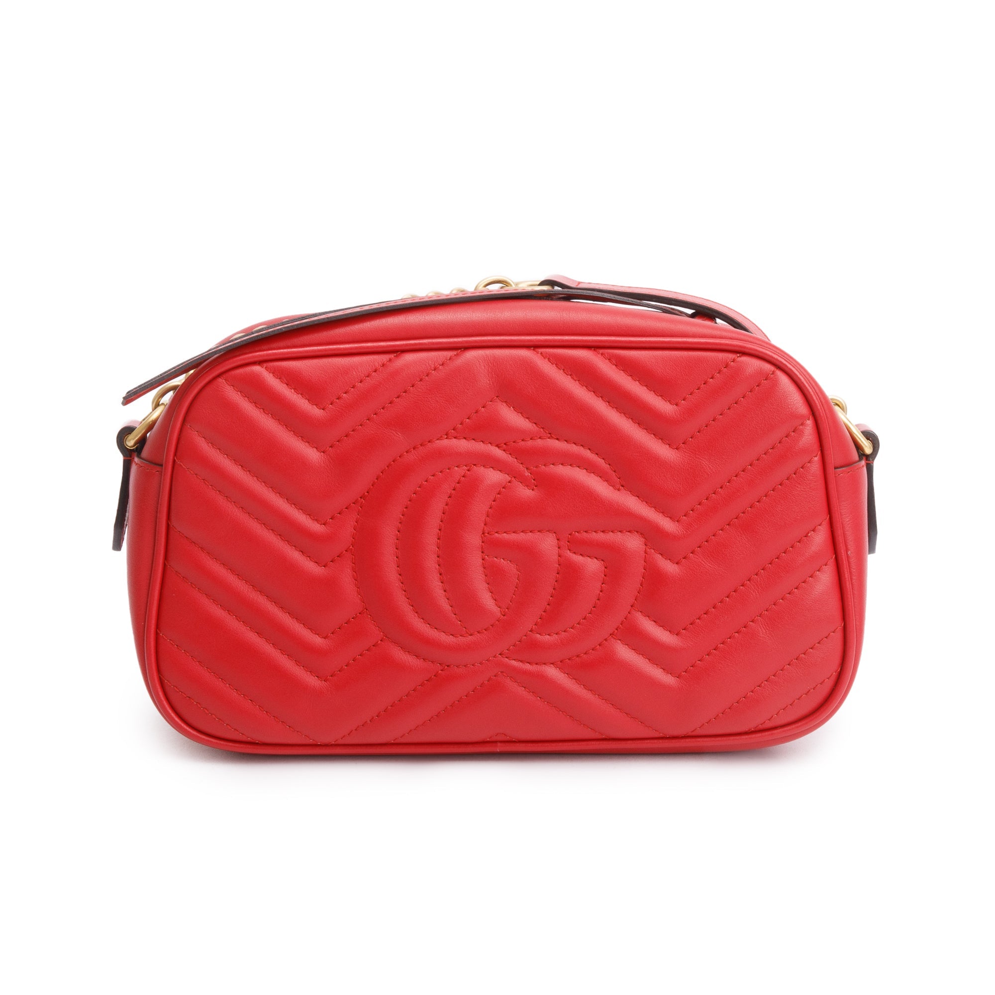 Gucci Red GG Marmont Matelasse Small Shoulder Bag