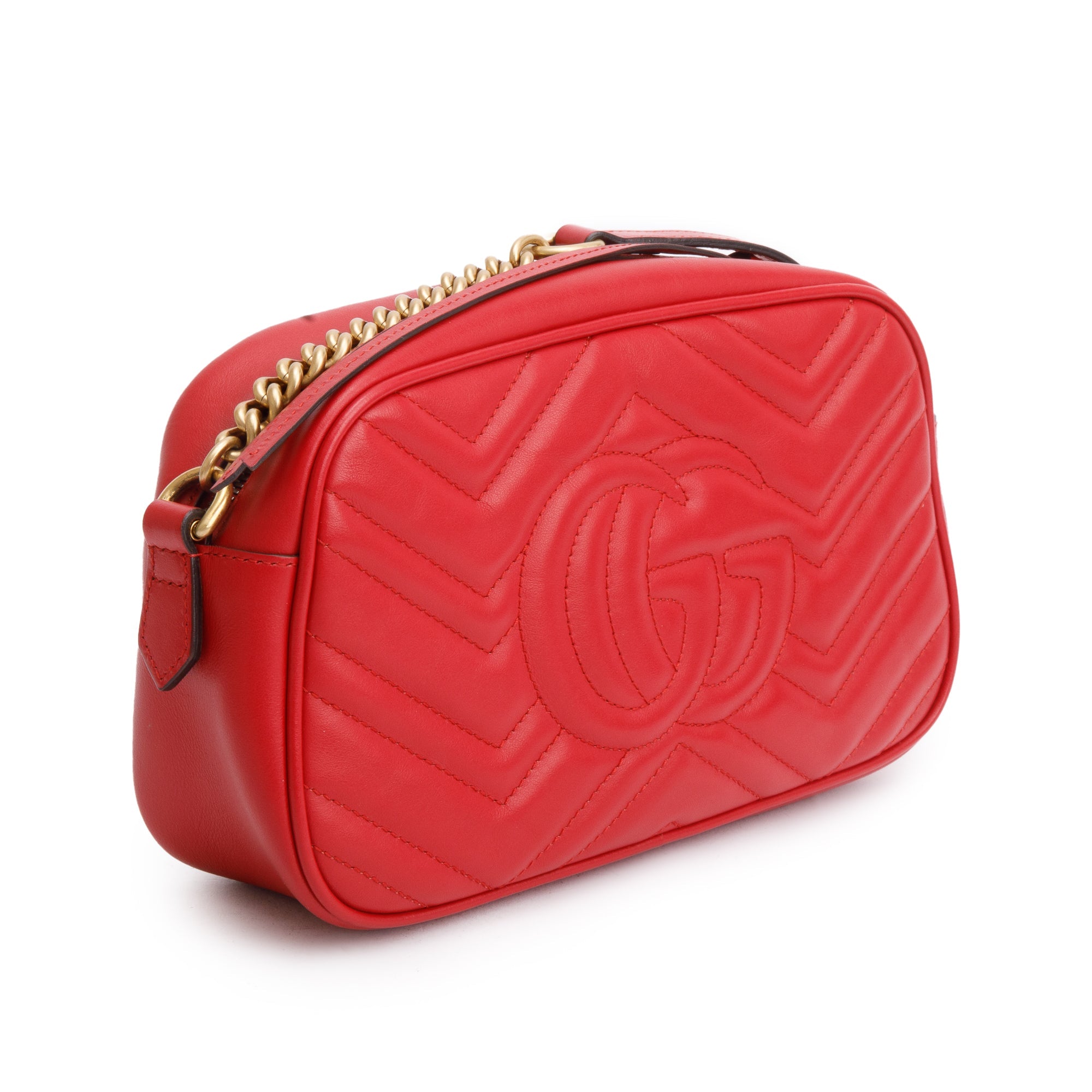Gucci Red GG Marmont Matelasse Small Shoulder Bag