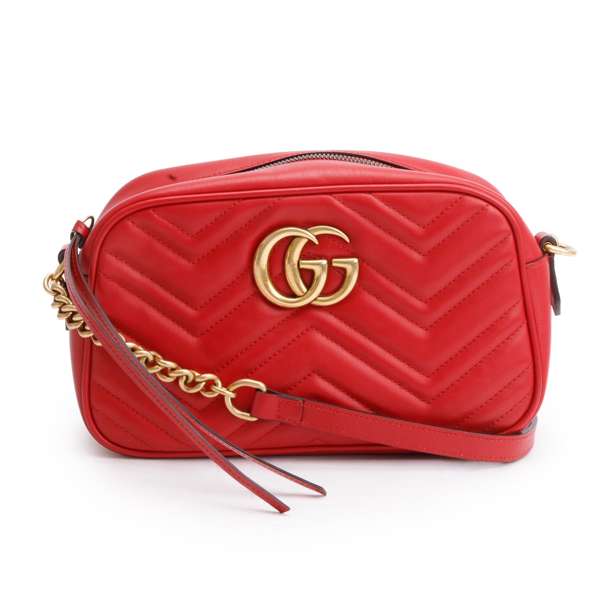 Gucci Red GG Marmont Matelasse Small Shoulder Bag