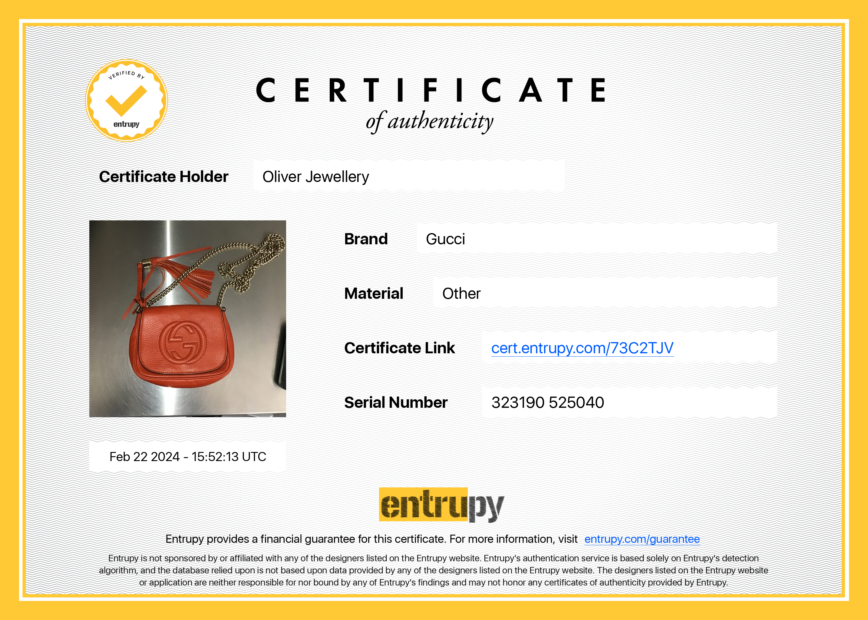 Gucci Red Grained Calfskin Leather Small Soho Chain Crossbody Bag