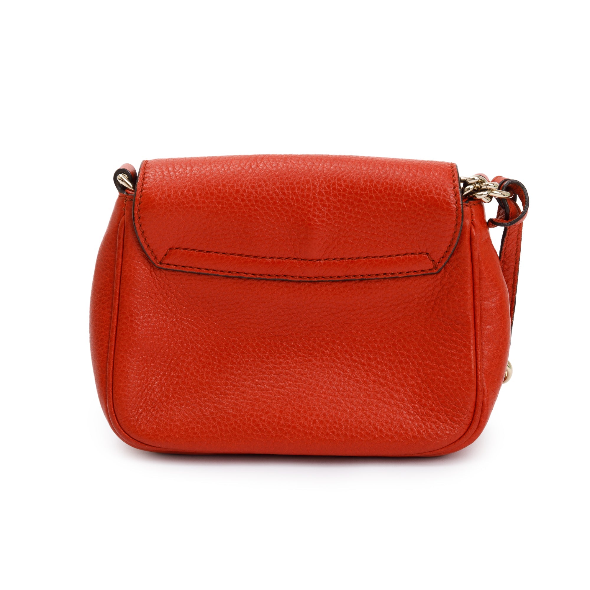 Gucci Red Grained Calfskin Leather Small Soho Chain Crossbody Bag