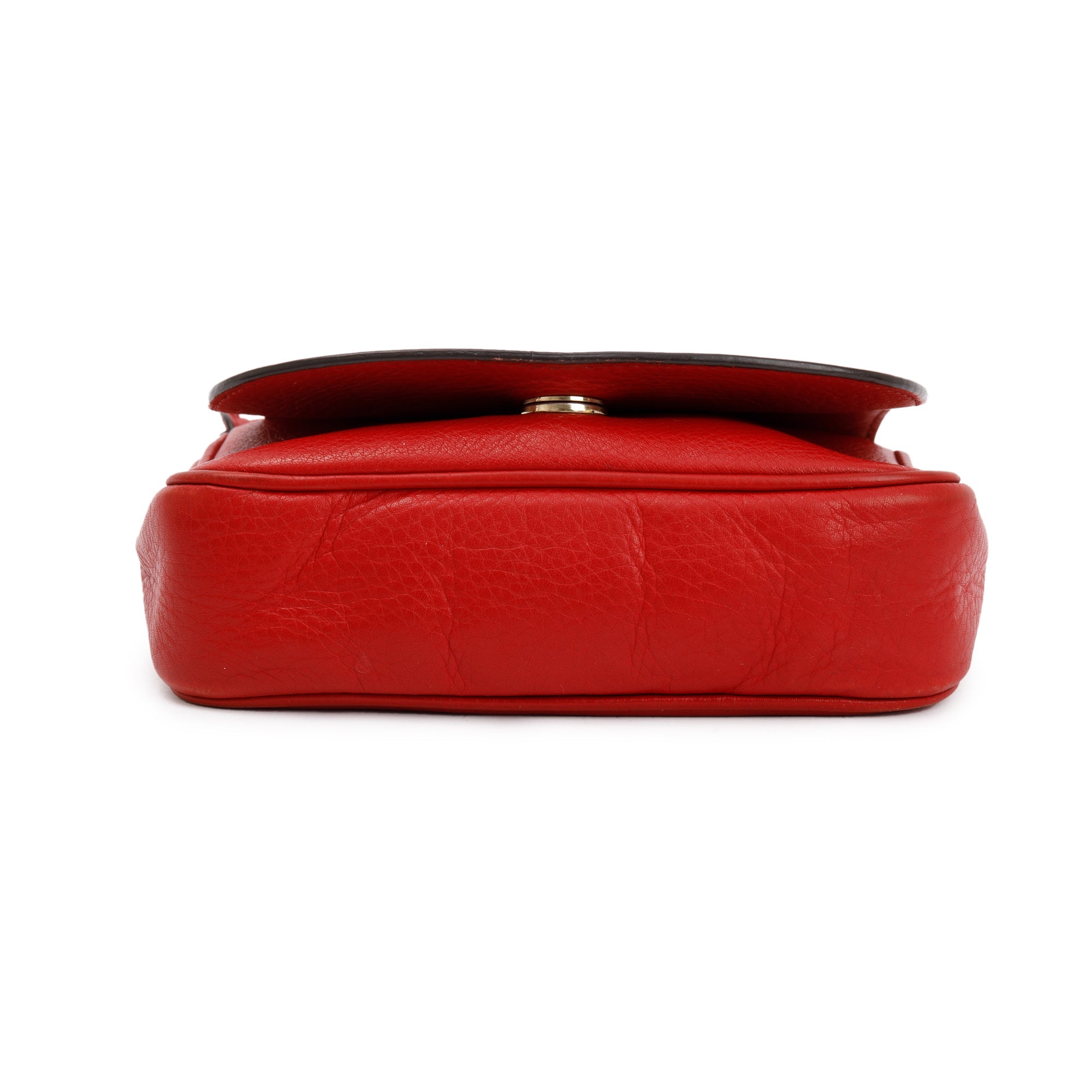 Gucci Red Grained Calfskin Leather Small Soho Chain Crossbody Bag