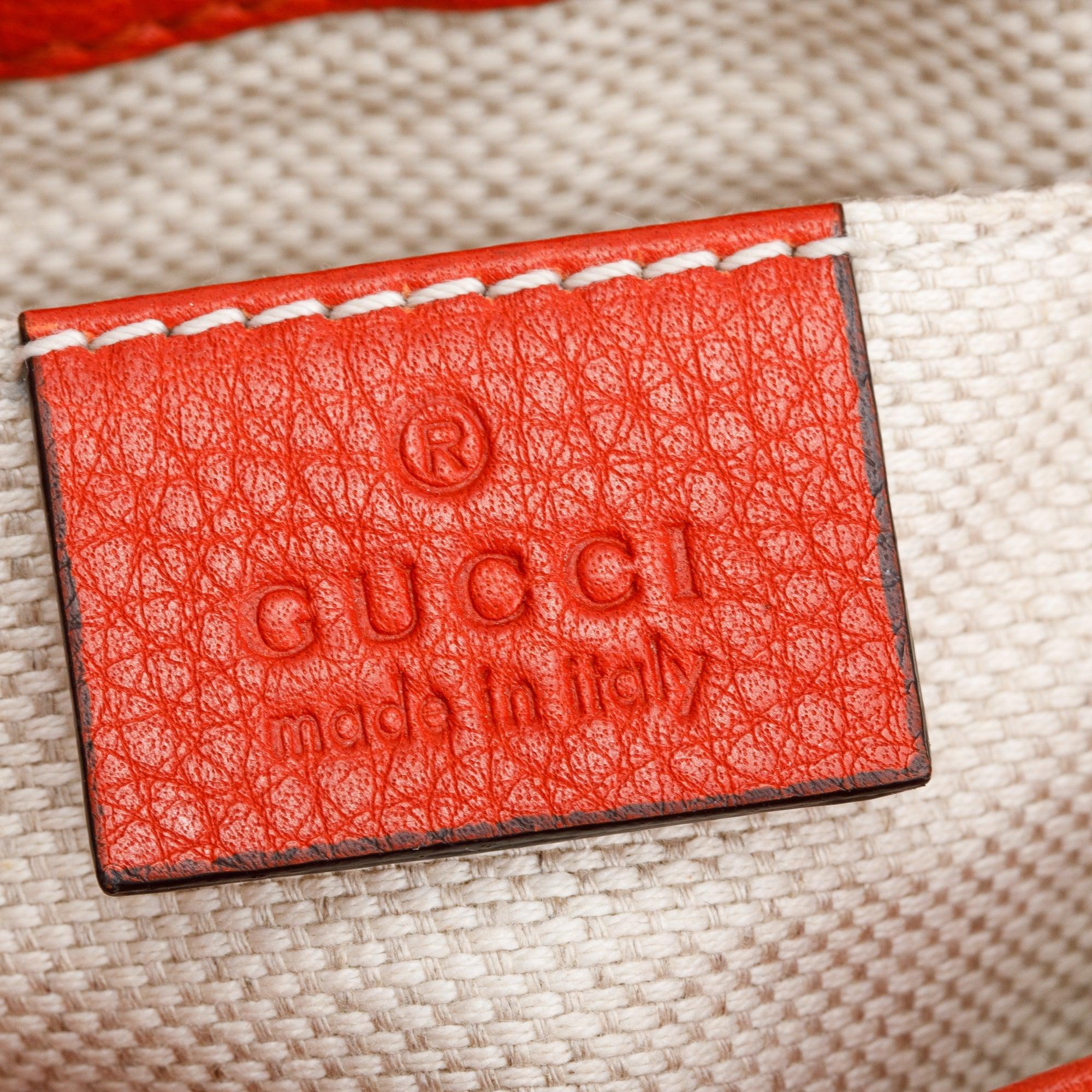 Gucci Red Grained Calfskin Leather Small Soho Chain Crossbody Bag