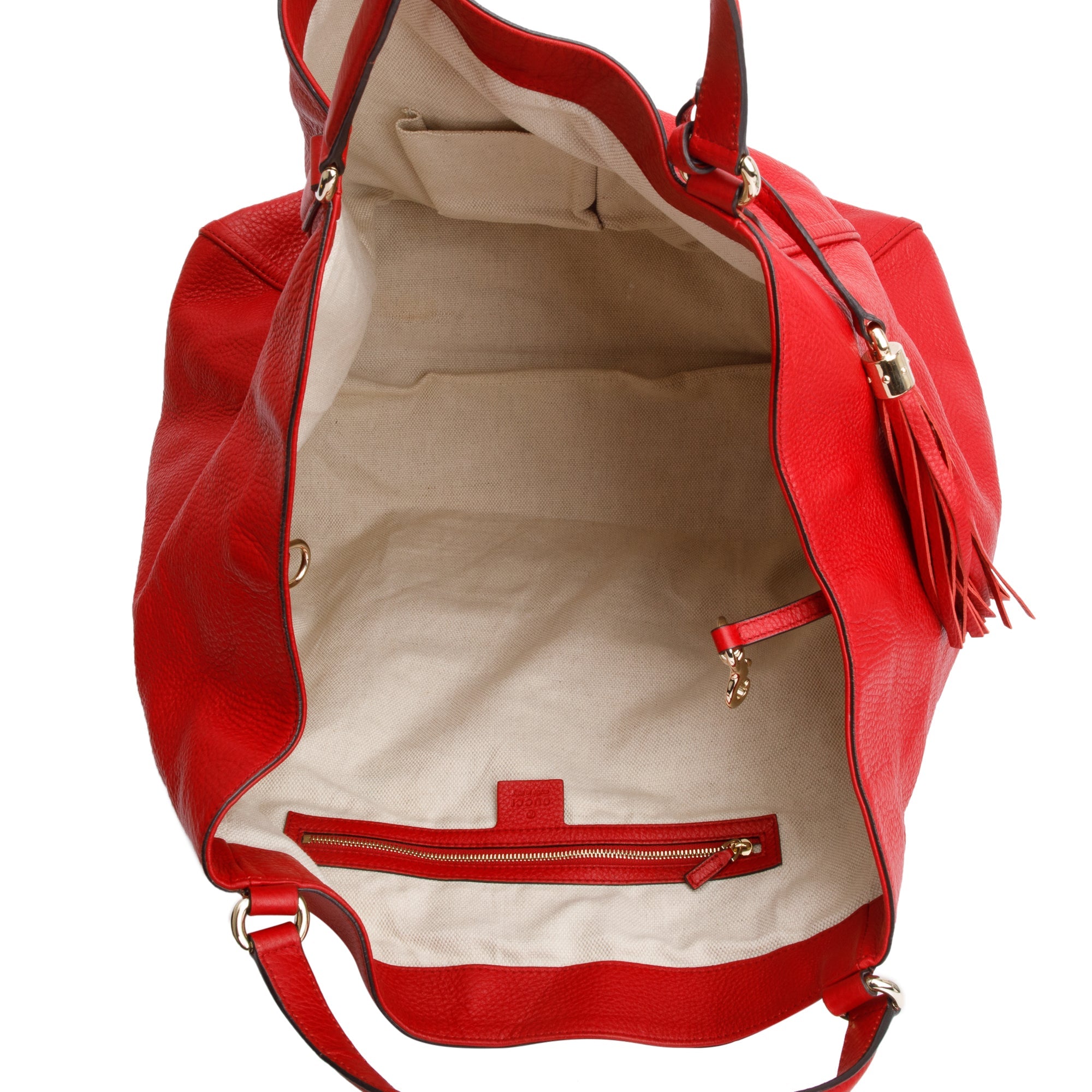 Gucci Red Grained Leather Large Soho Tote