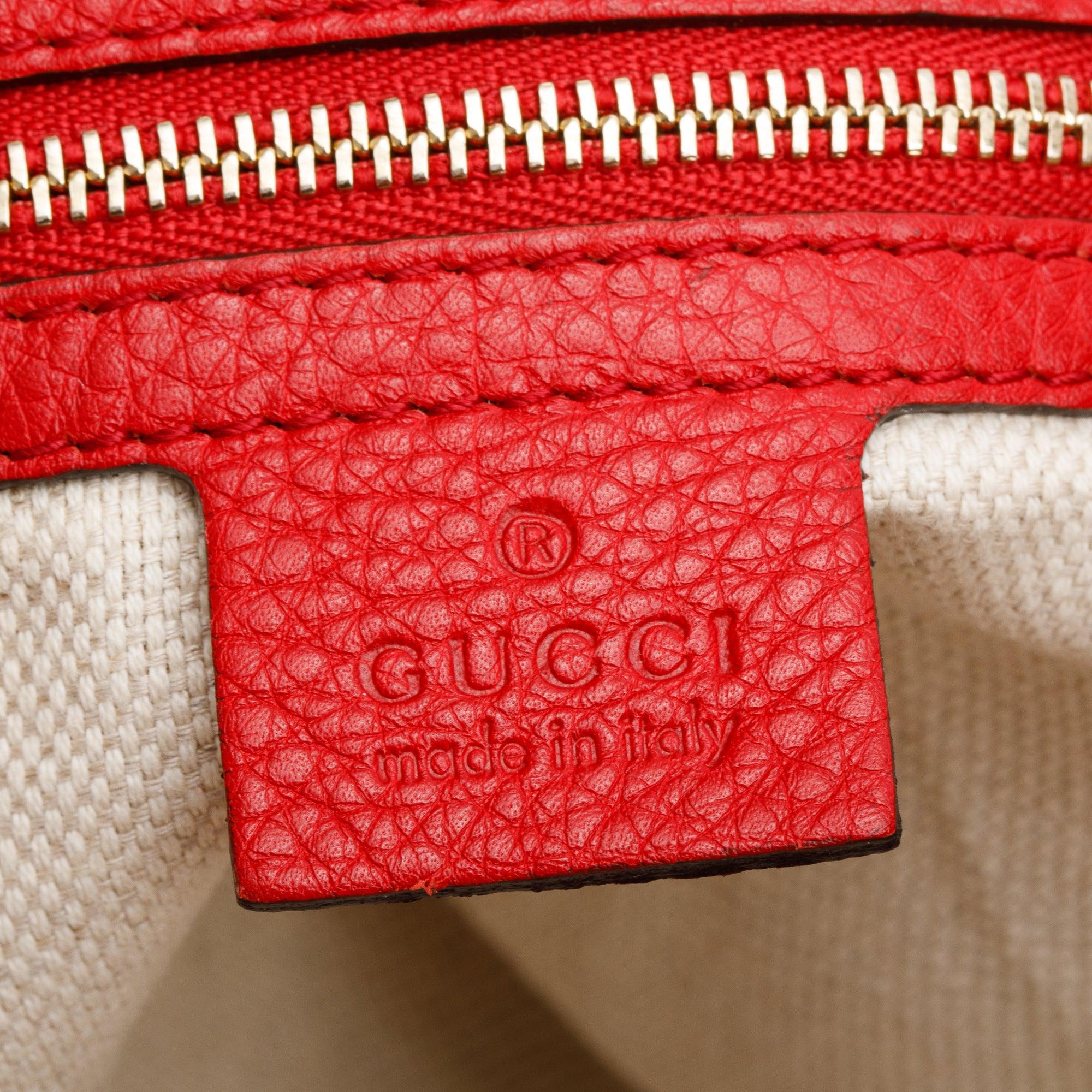 Gucci Red Grained Leather Large Soho Tote