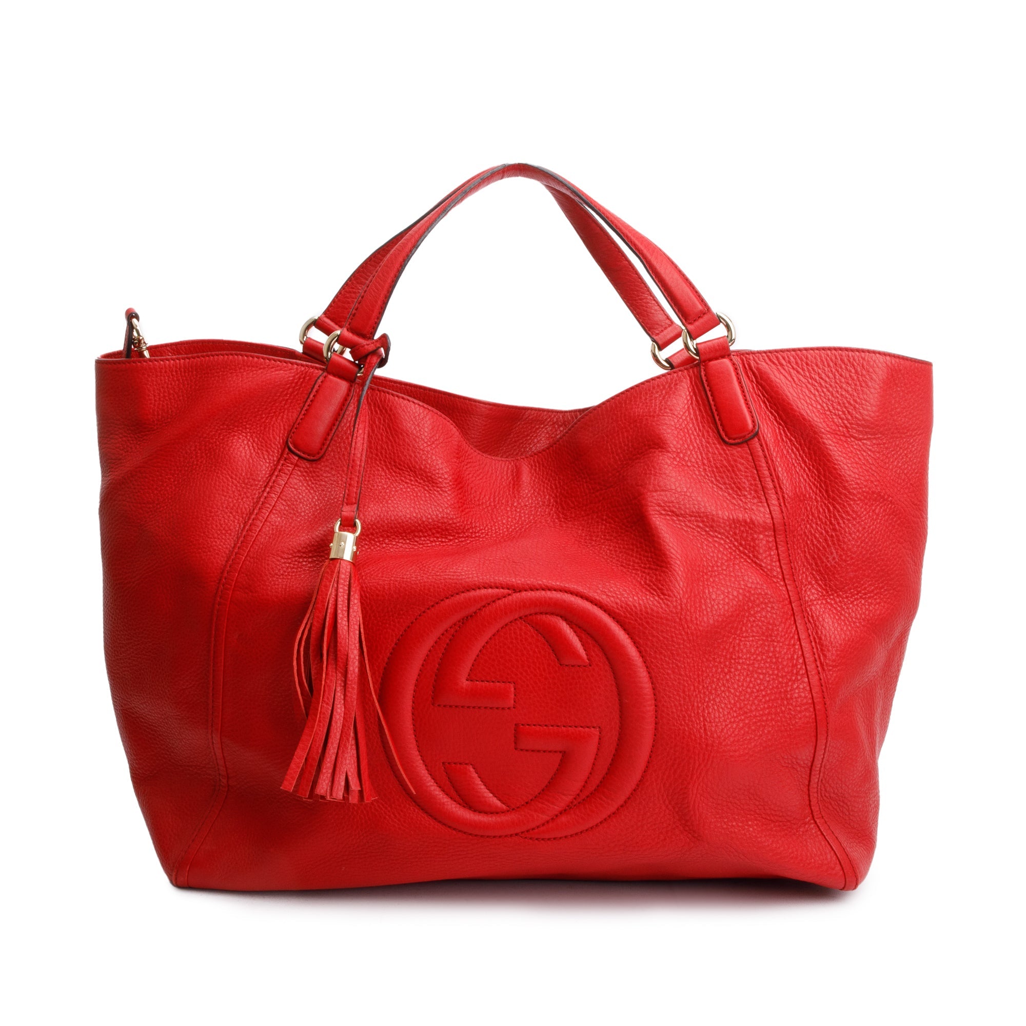 Gucci Red Grained Leather Large Soho Tote