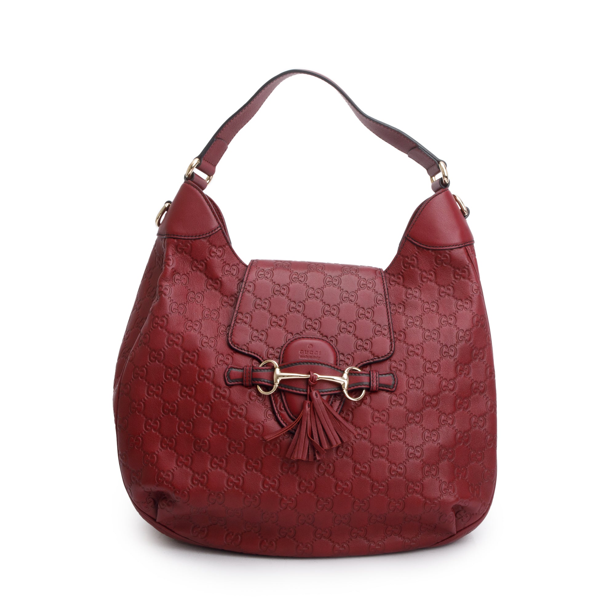 Gucci Red Guccissima Leather Medium Emily Chain Hobo Bag