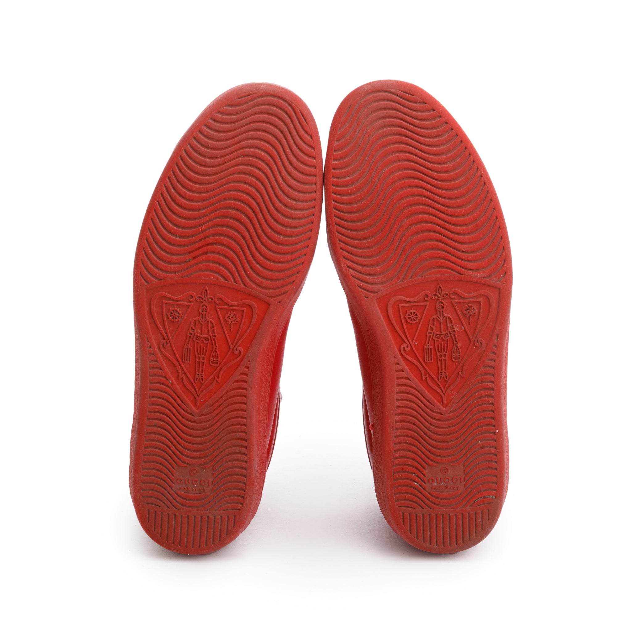 Gucci Red Leather Interlocking G Ace High-Top Sneakers, Size 9.5