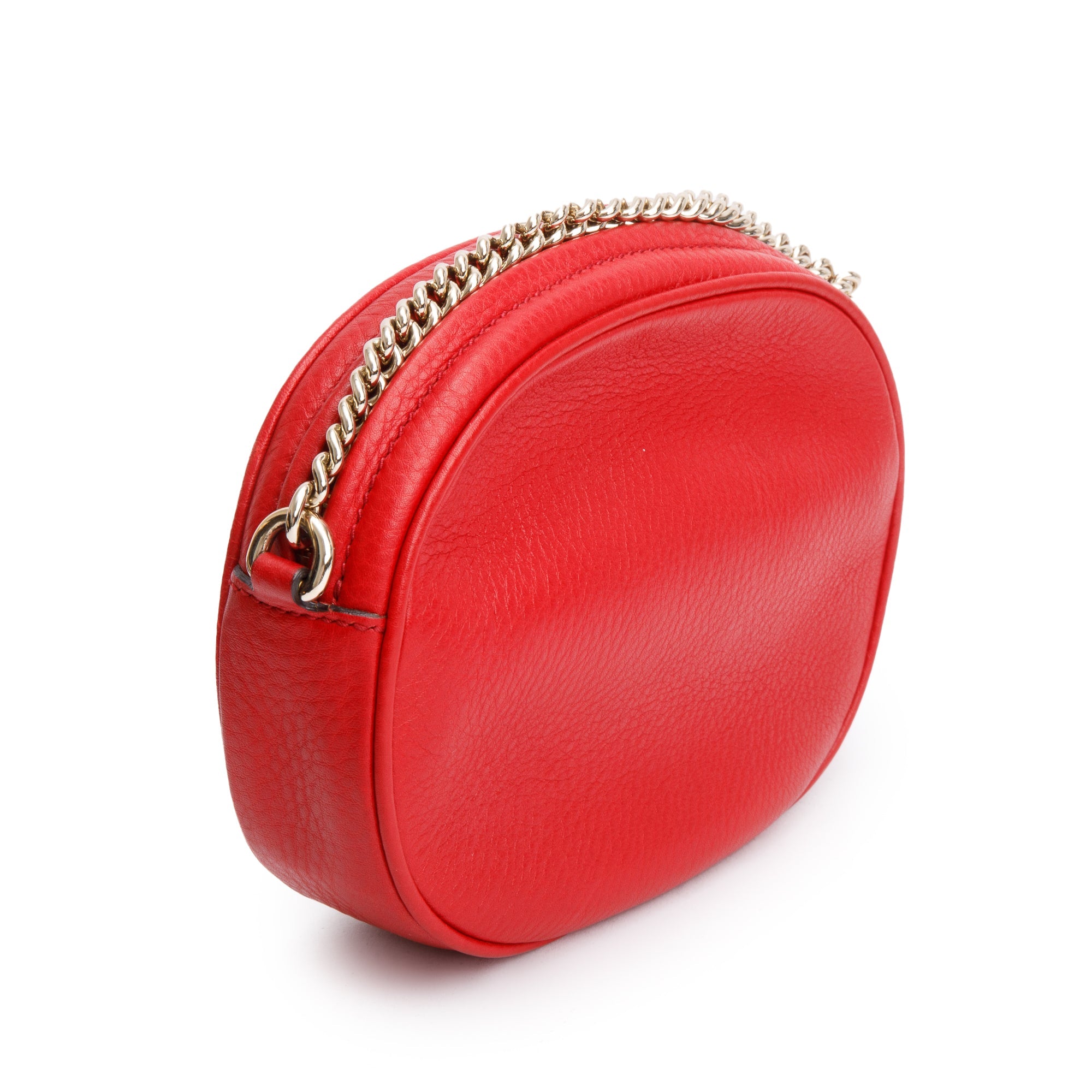Gucci Red Leather Mini Soho Chain Crossbody Bag