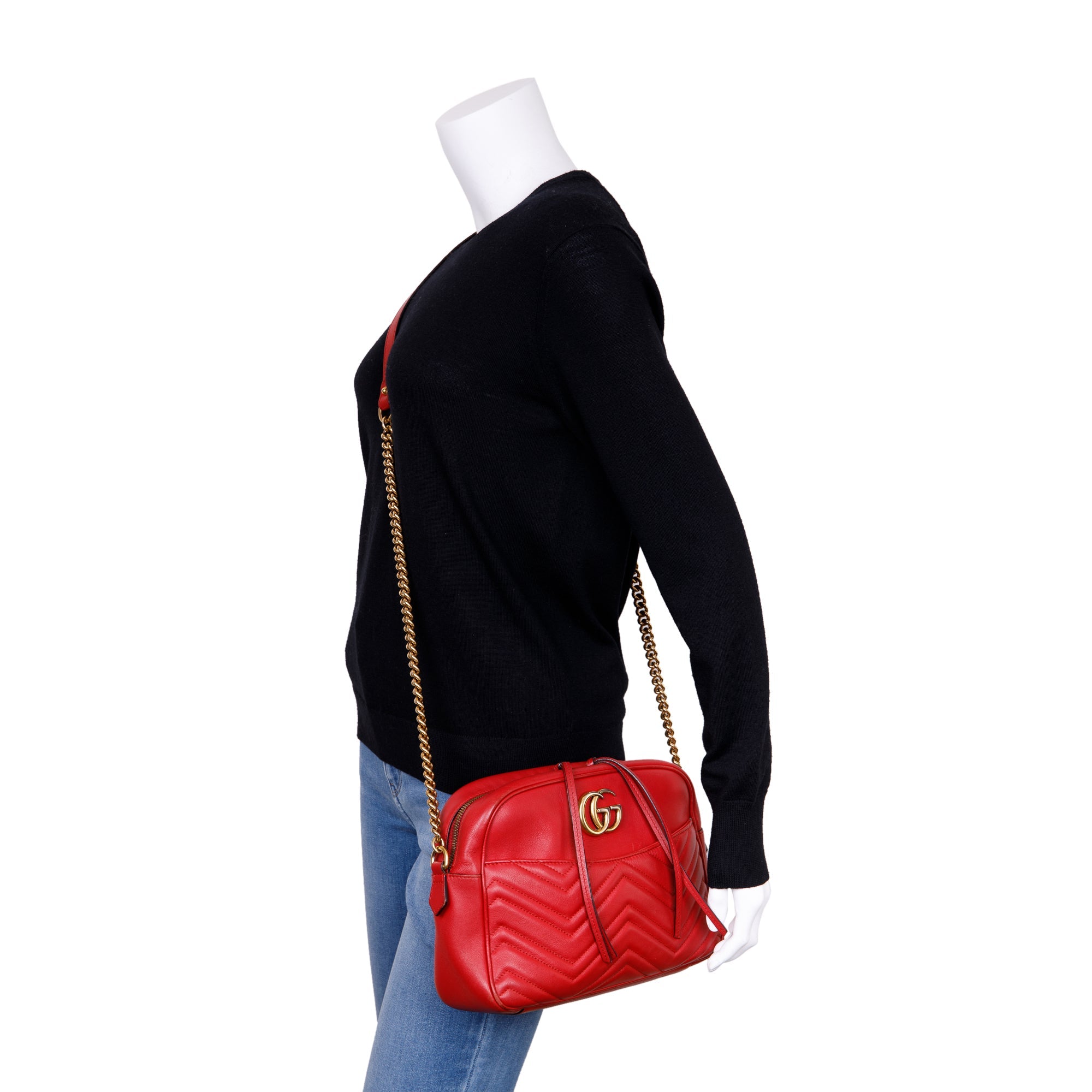 Gucci Red Medium GG Marmont Matelasse Bag