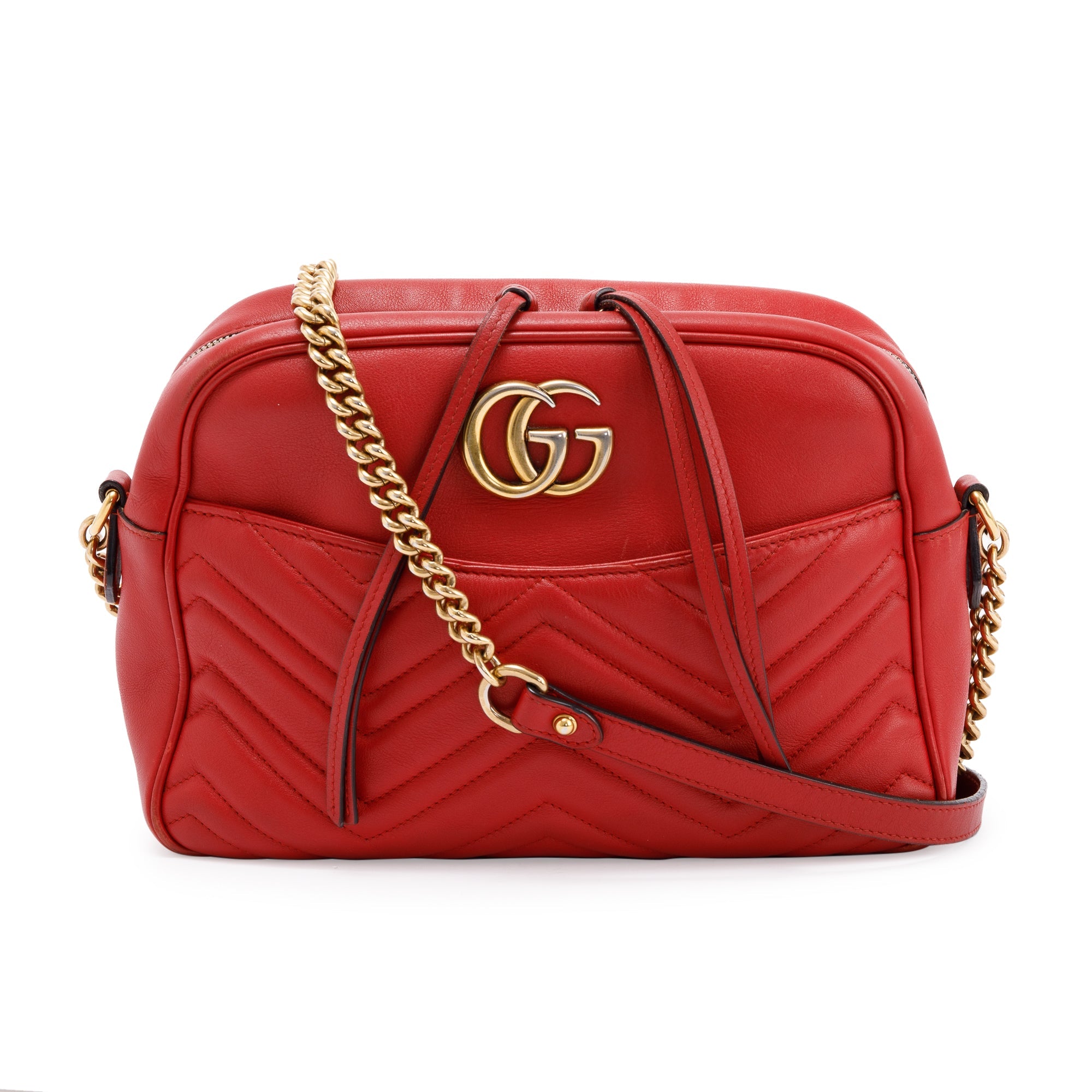 Gucci Red Medium GG Marmont Matelasse Bag