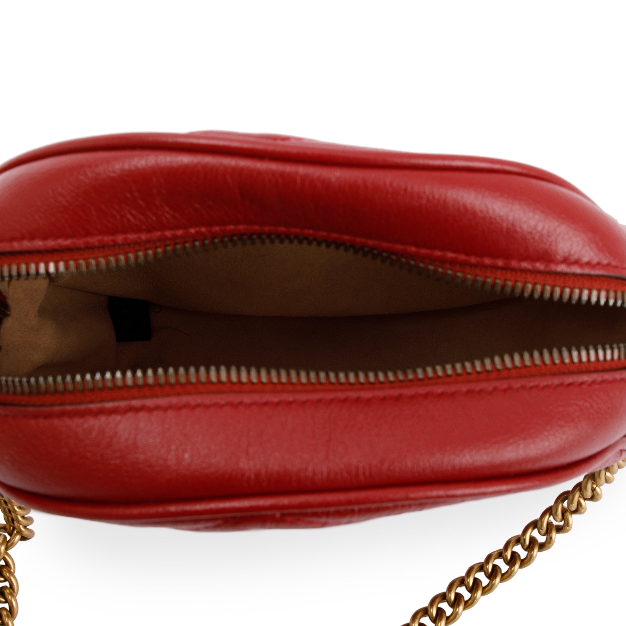 Gucci Red Mini GG Marmont Matelasse Round Shoulder Bag