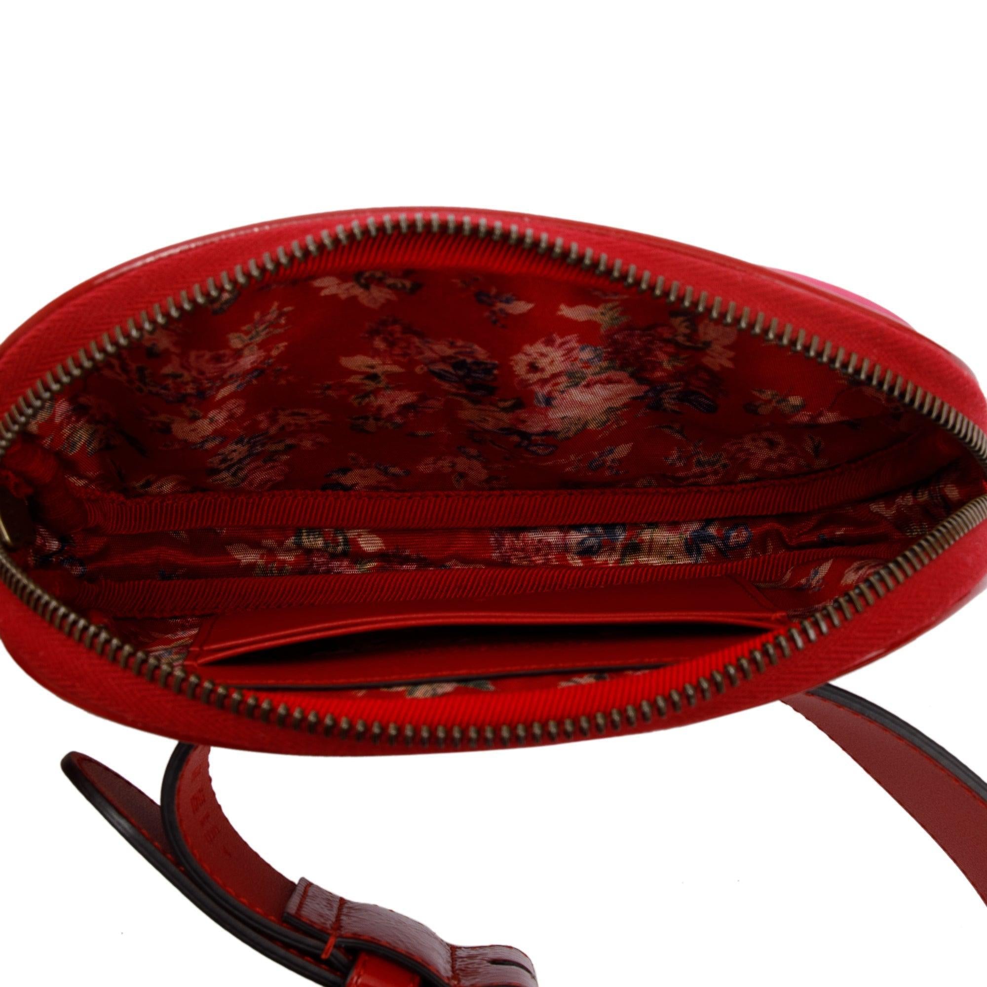 Gucci Red Patent Leather & Rubber Game Patch Logo Belt Bag, Size 85 34