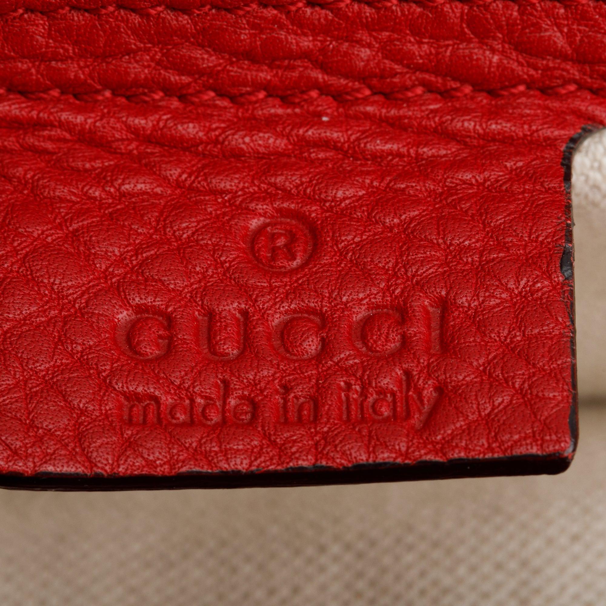 Gucci Red Pebble Leather GG Marmont Medium Shoulder Bag