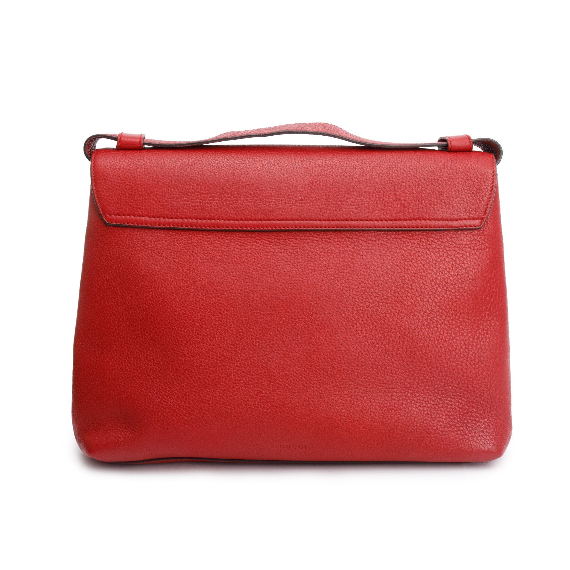 Gucci Red Pebble Leather GG Marmont Medium Shoulder Bag