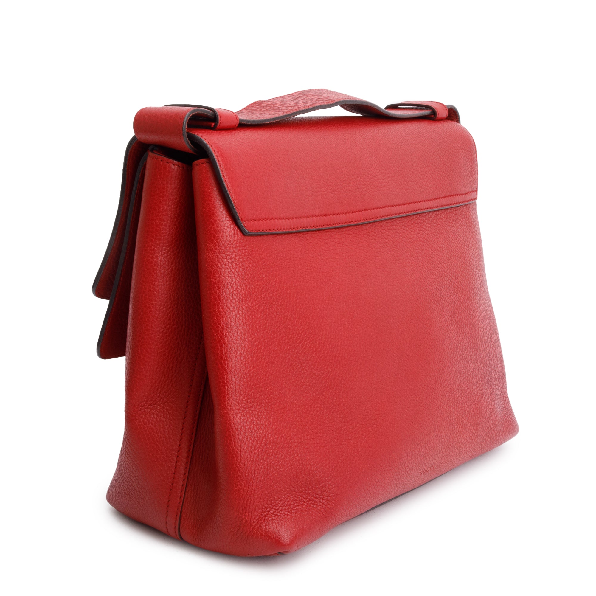 Gucci Red Pebble Leather GG Marmont Medium Shoulder Bag