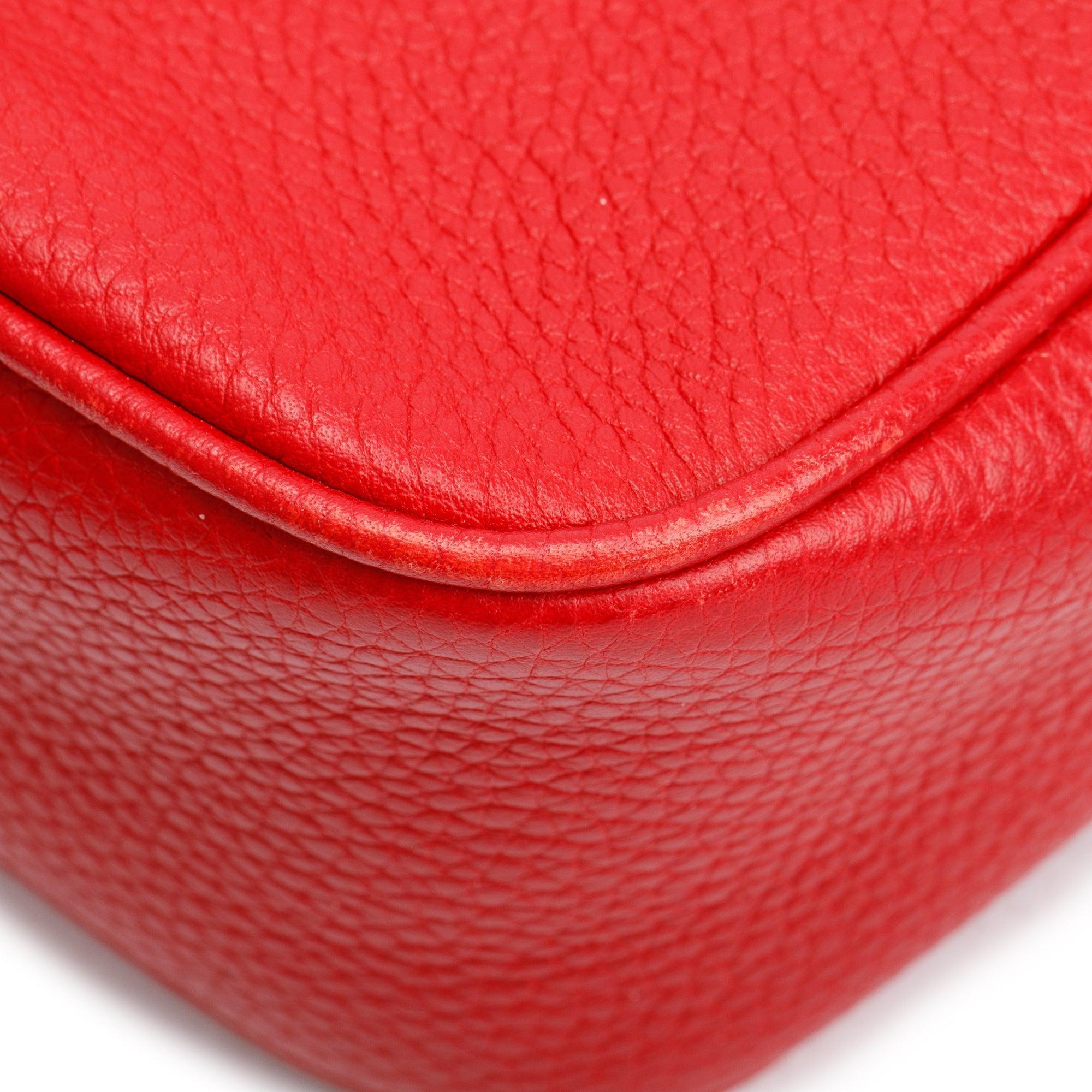 Gucci Red Pebbled Calfskin Leather Small Soho Disco Bag