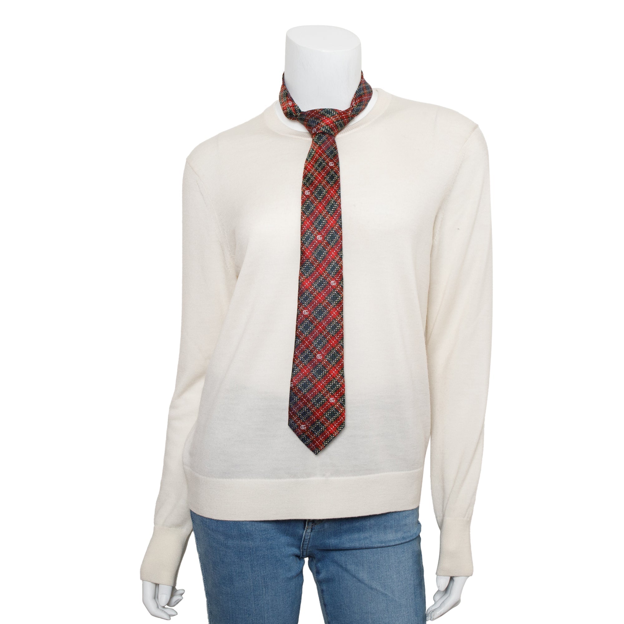 Gucci Red Printed Pattern Silk Tie