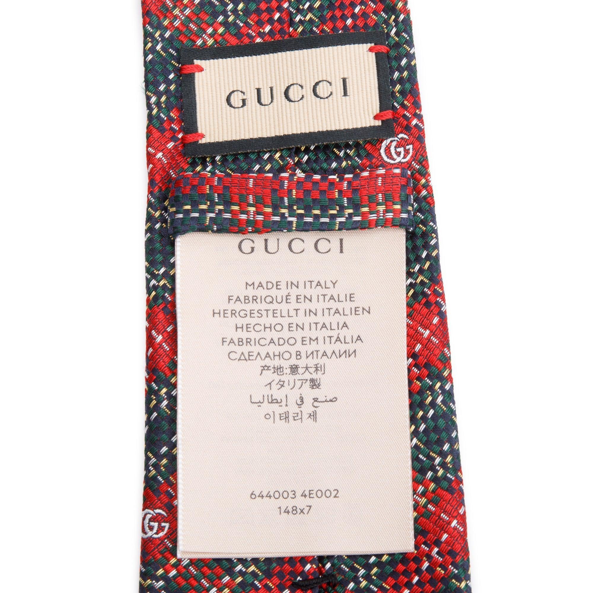 Gucci Red Printed Pattern Silk Tie