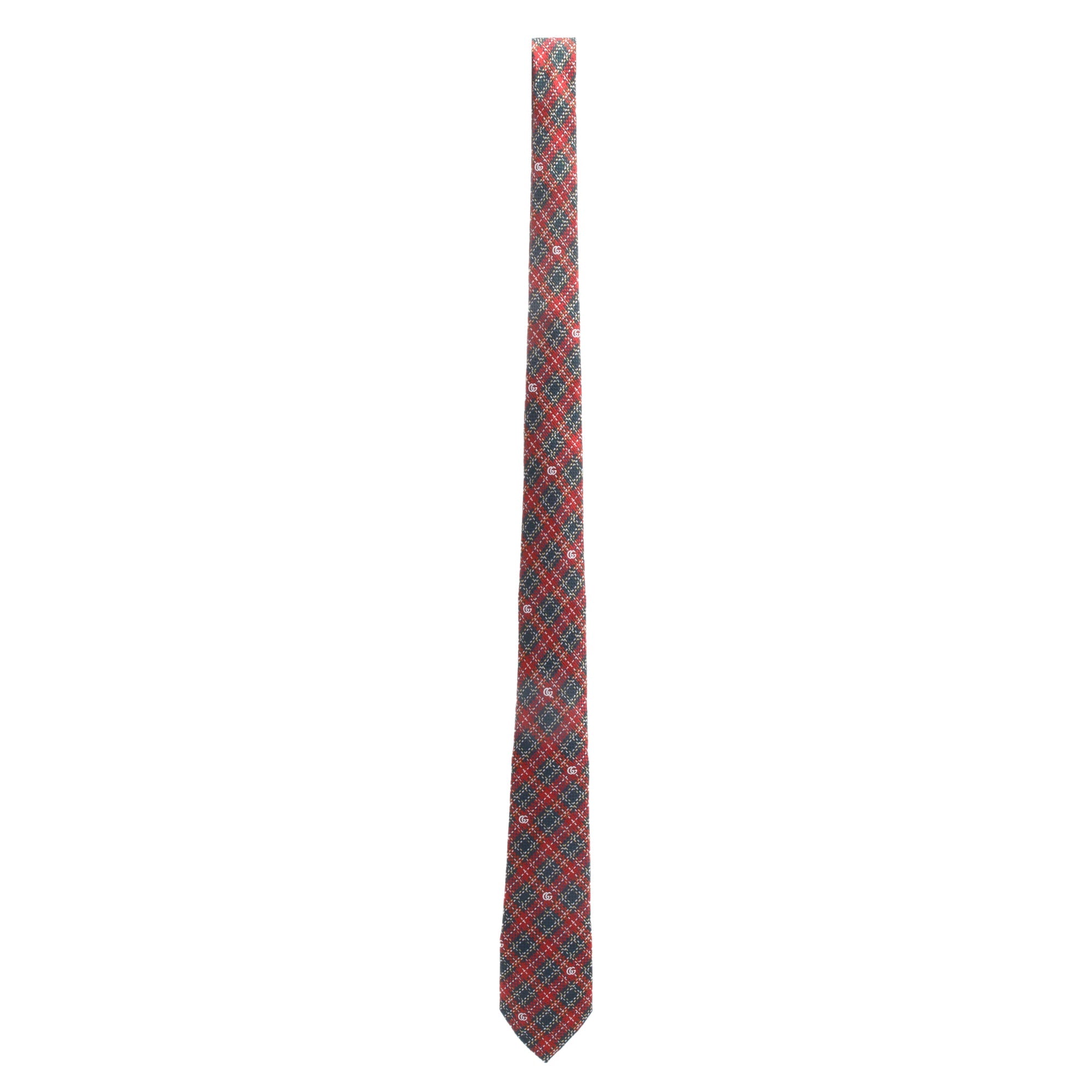 Gucci Red Printed Pattern Silk Tie