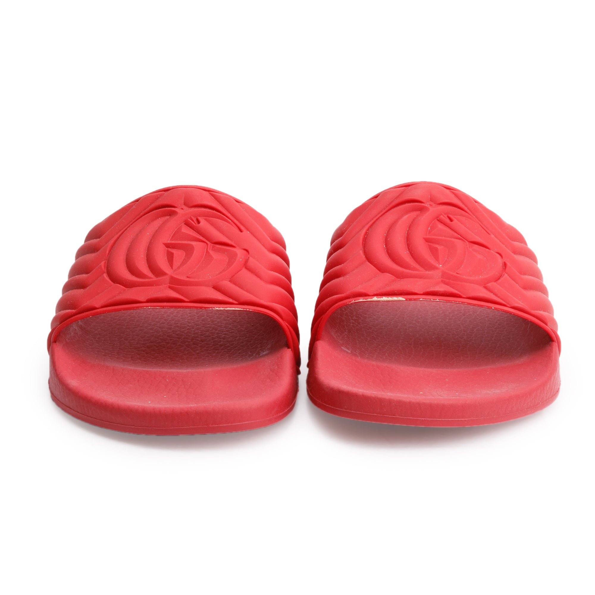 Gucci Red Rubber Double G Logo Slides, Size 11 w/ Box