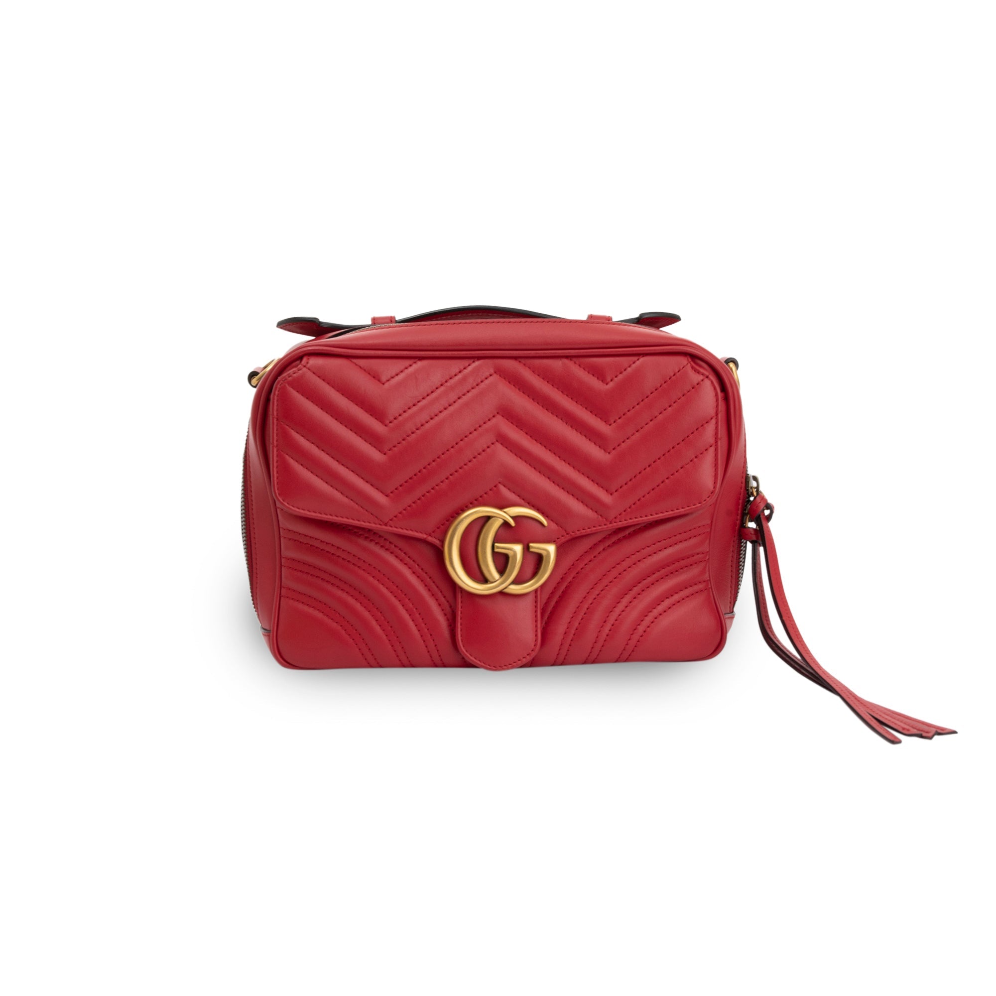 Gucci Red Sylvie Web GG Marmont Small Shoulder Bag