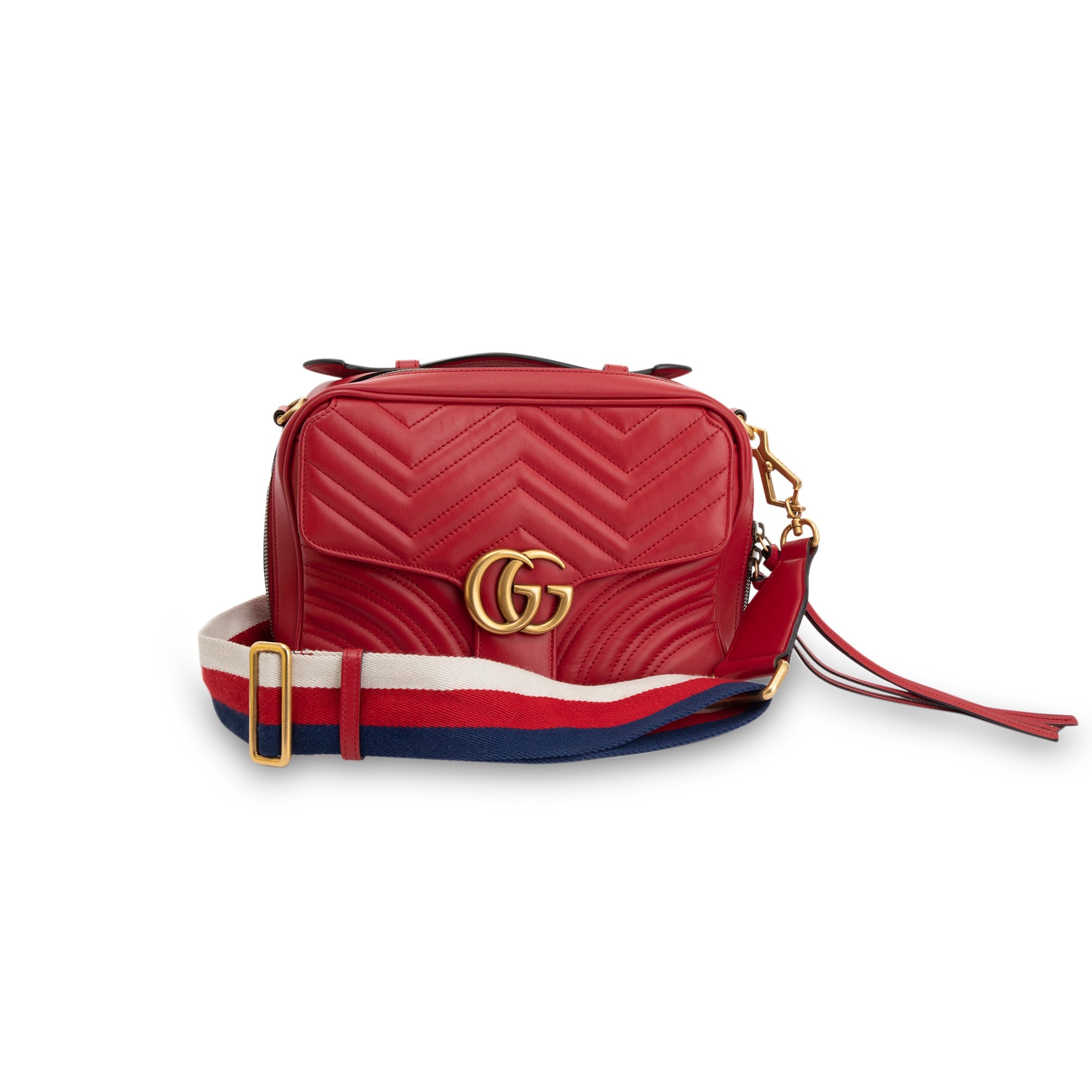 Gucci Red Sylvie Web GG Marmont Small Shoulder Bag