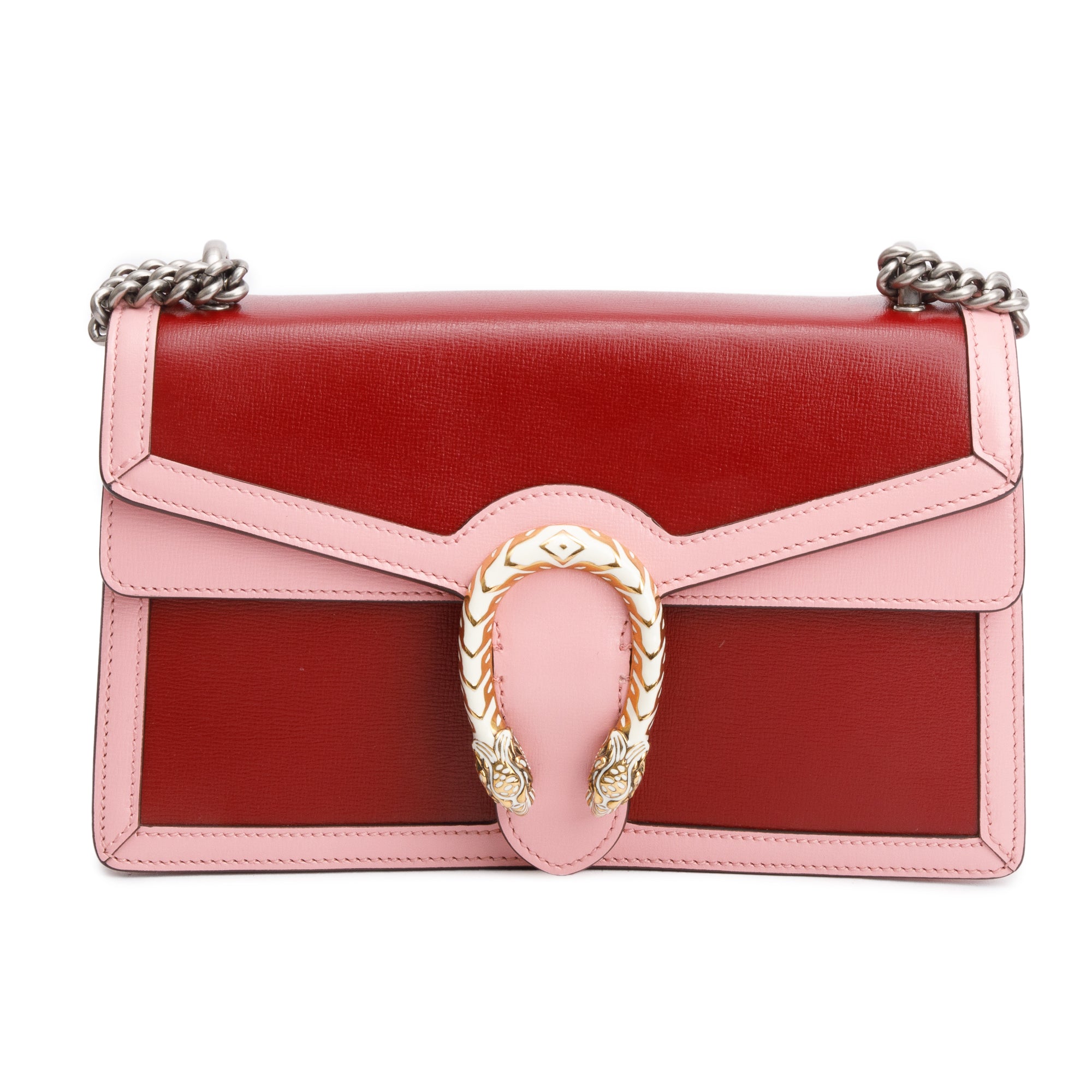 Gucci Red/Pink Bicolor Calfskin Leather Small Dionysus Shoulder Bag