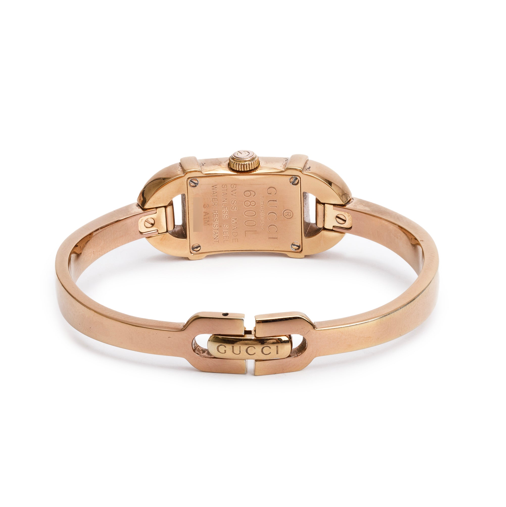 Gucci Rose Gold Plated Stainless Steel 6800 Series 16 MM Watch GG Mother of Pearl Dial
