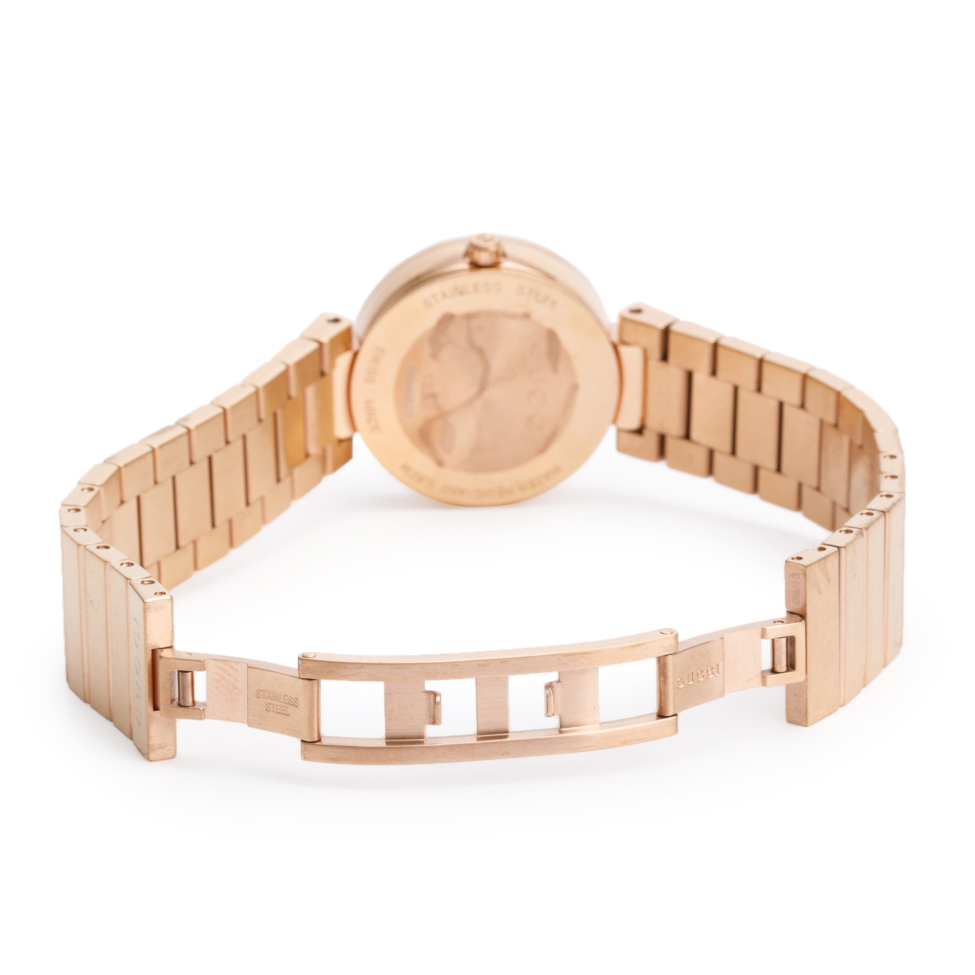 Gucci Rose Gold Plated Stainless Steel Interlocking G 29 MM Watch Mother of Pearl Dial w/ Box & Papers