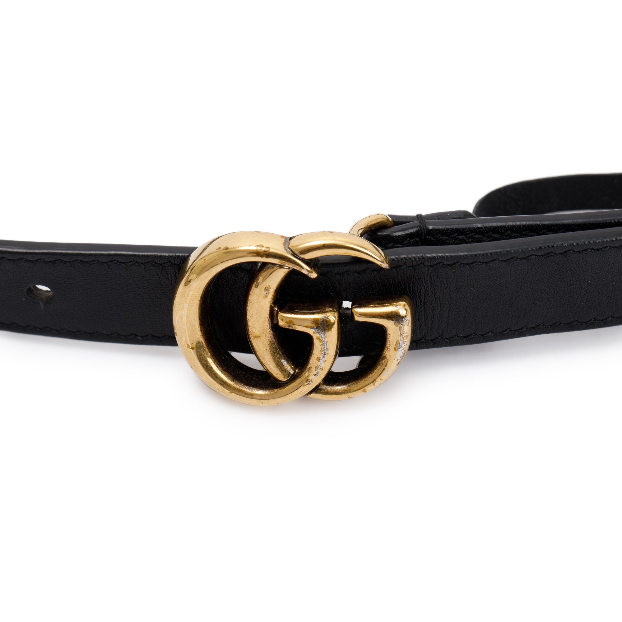 Gucci Skinny Leather Belt with Double G Buckle