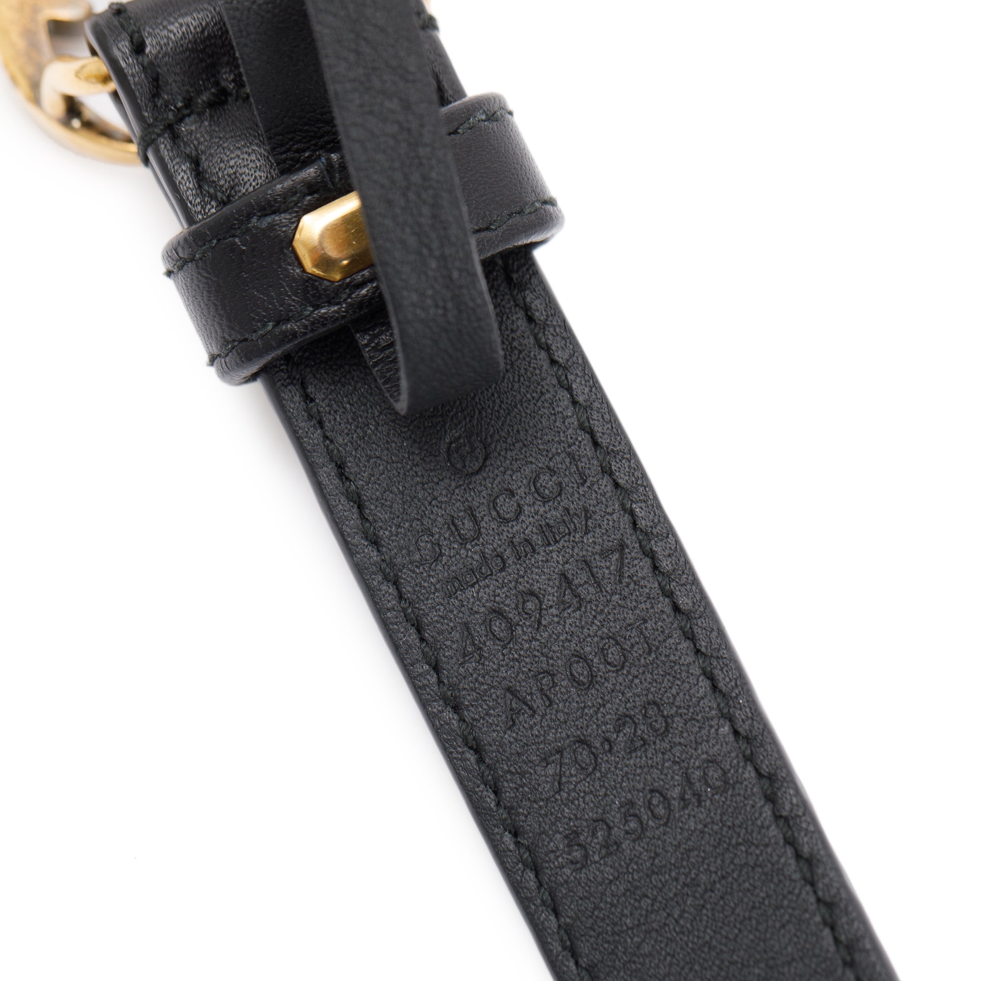 Gucci Skinny Leather Belt with Double G Buckle