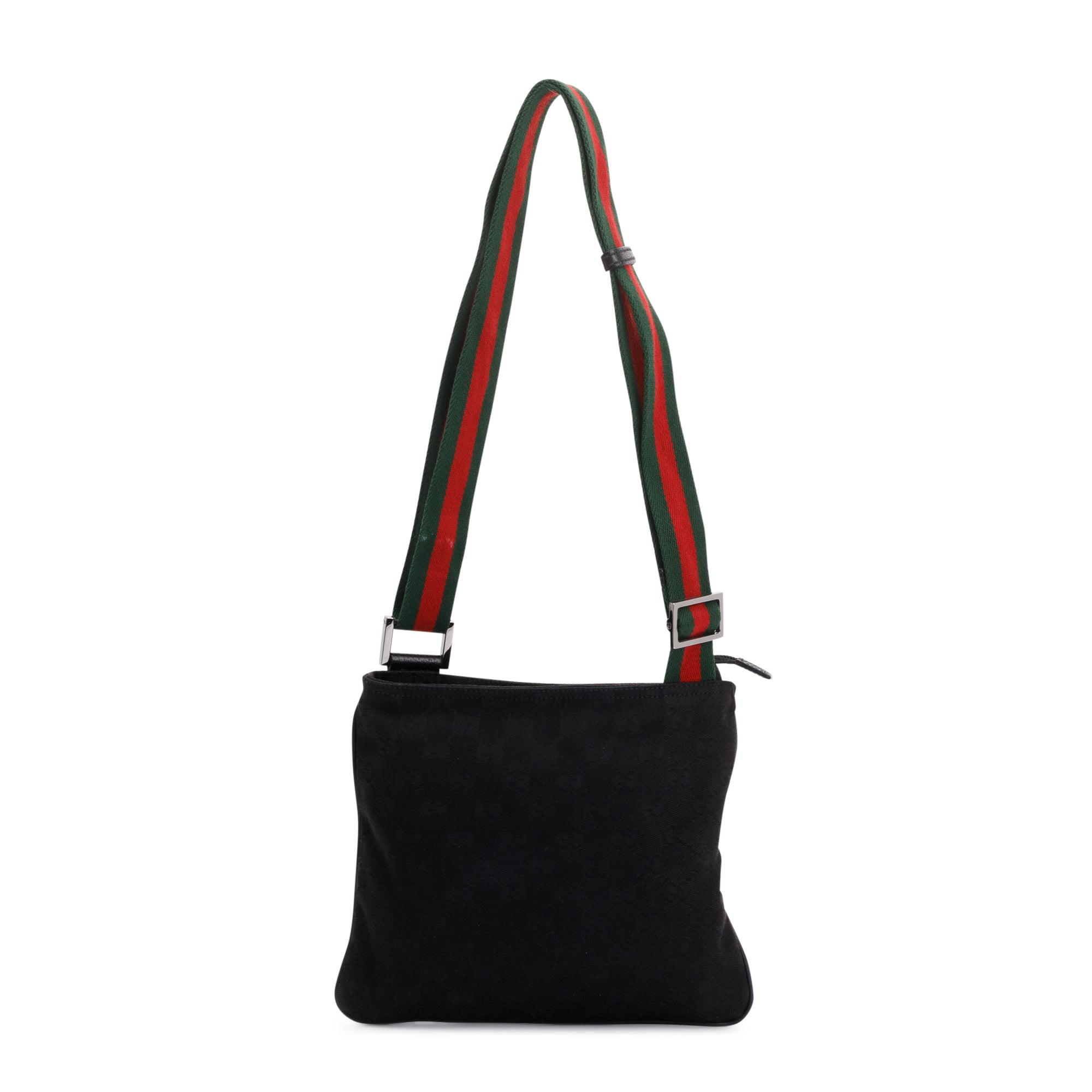 Gucci Small Black GG Canvas Web Messenger Bag