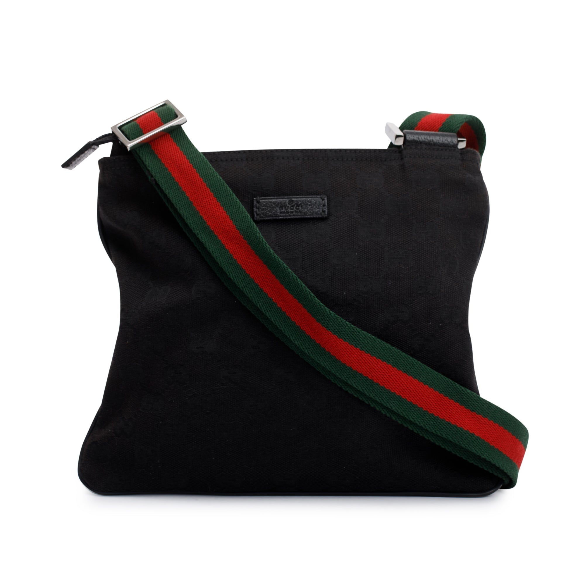 Gucci Small Black GG Canvas Web Messenger Bag