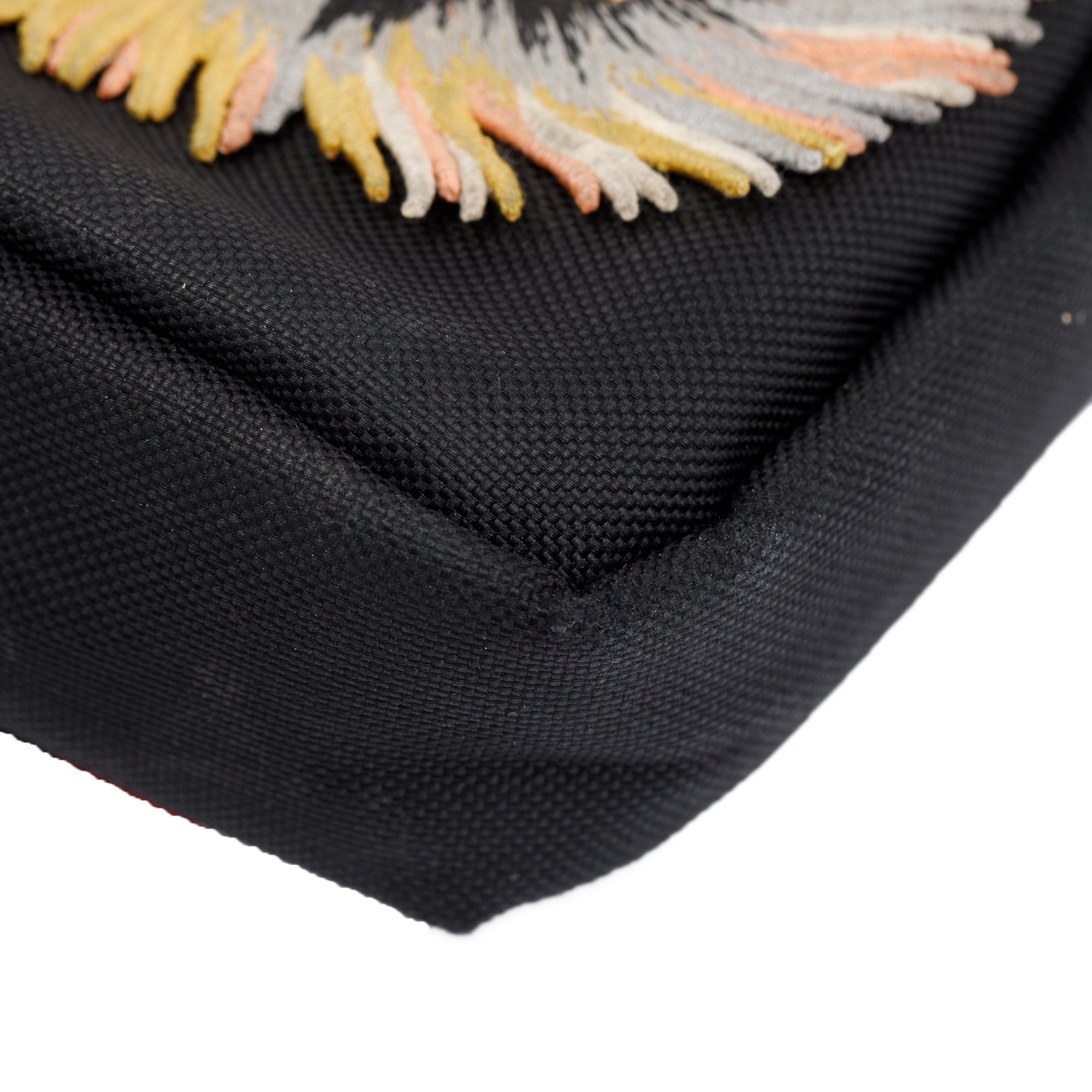 Gucci Small Black Techno Canvas Web Tiger Embroidered Belt Bag