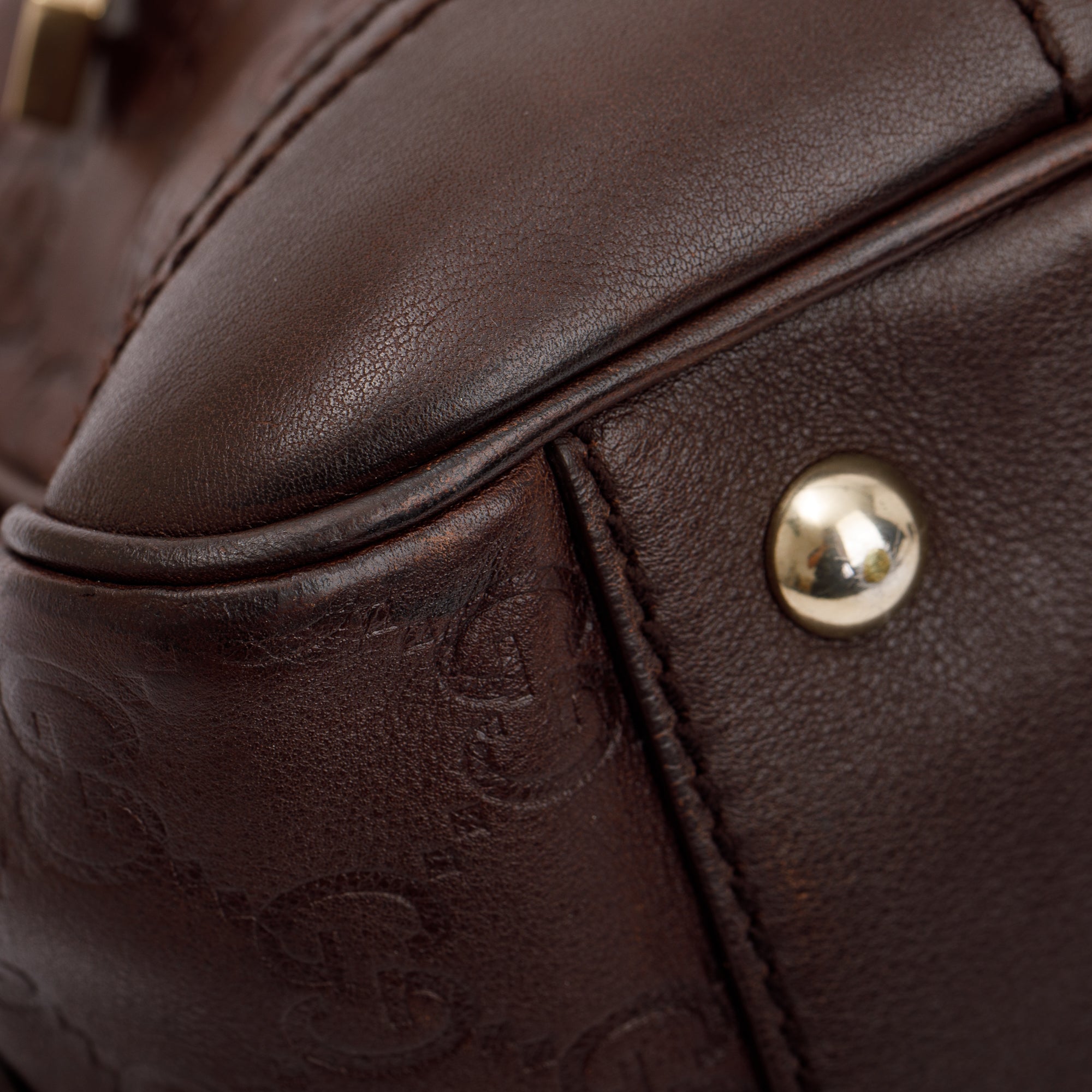 Gucci Small Brown Signature GG Leather Princy Boston Bag