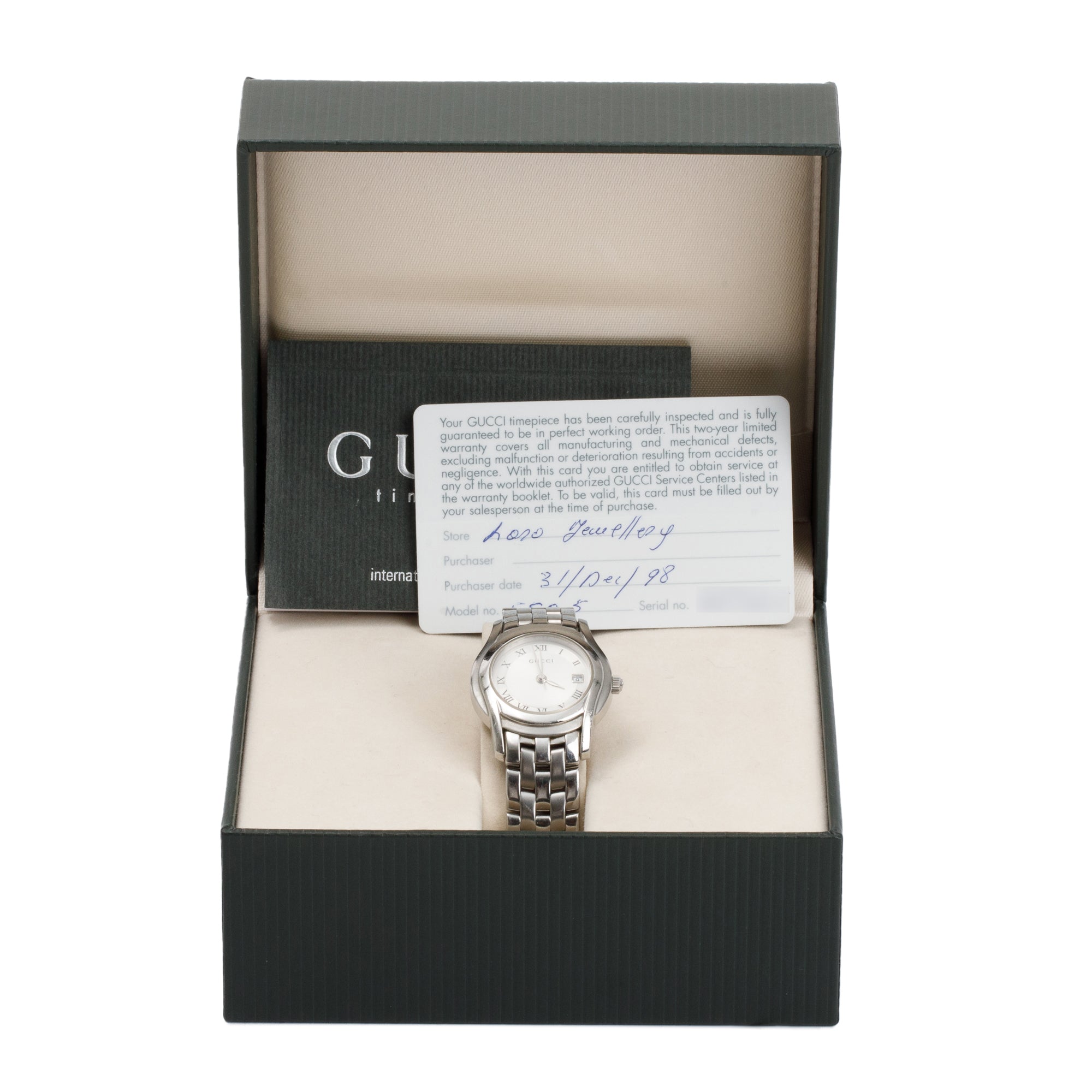 Gucci Stainless Steel 5500 Series 27 MM Watch w/ Box