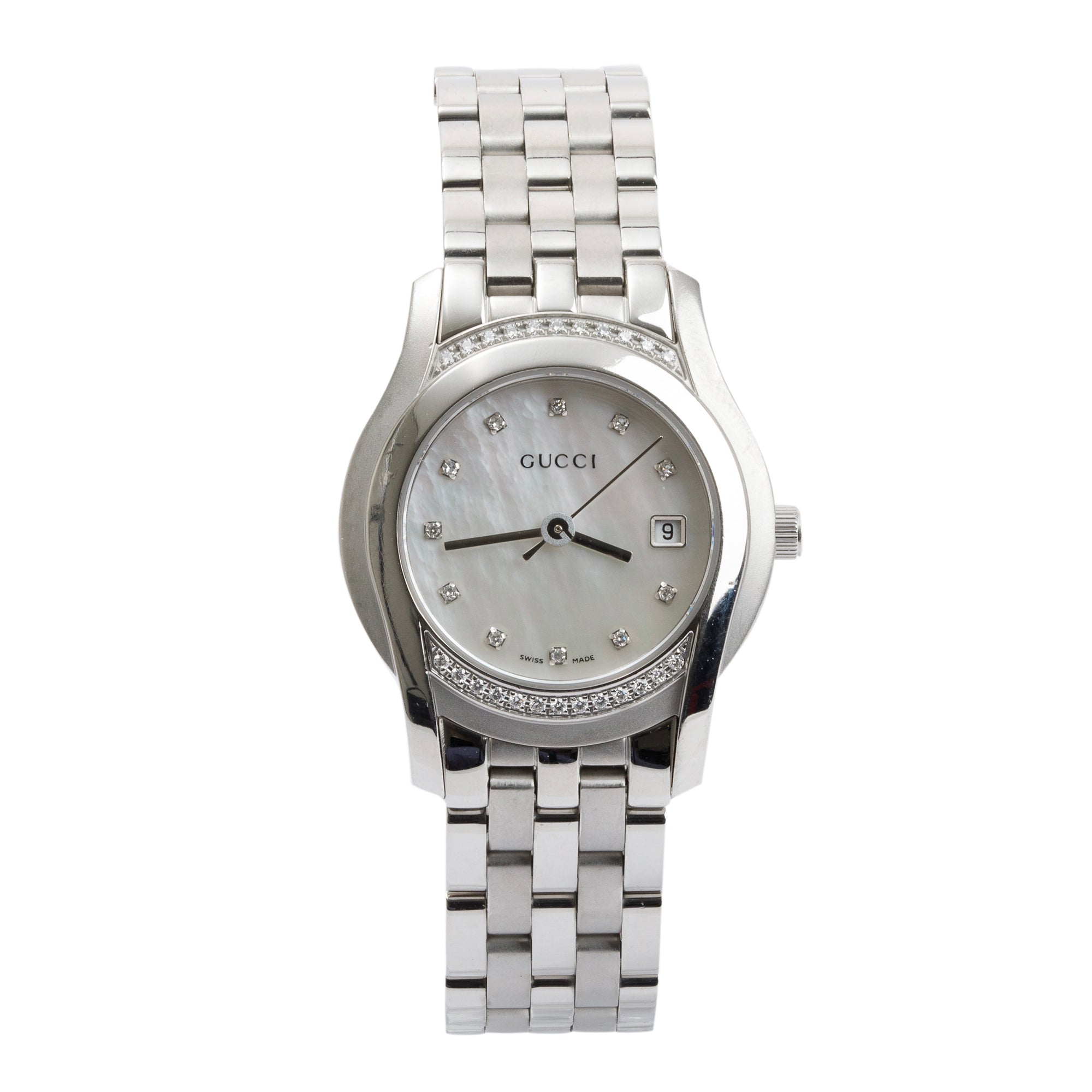 Gucci Stainless Steel 5500 Series Diamond Bezel & Dial 27 MM Watch