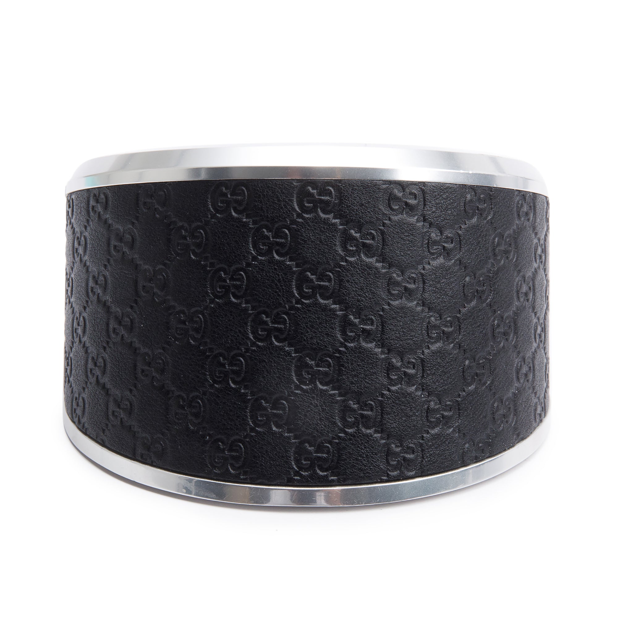 Gucci Stainless Steel & Black Guccissima Leather 210 G-Clock