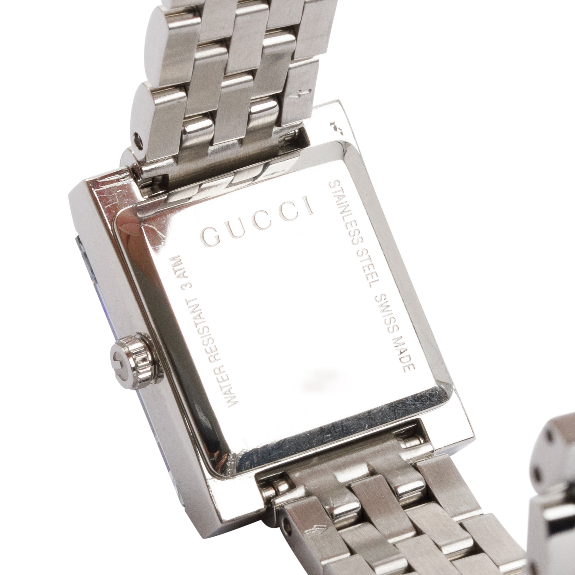 Gucci Stainless Steel G-Frame Pink Mother of Pearl Diamond Dial Watch