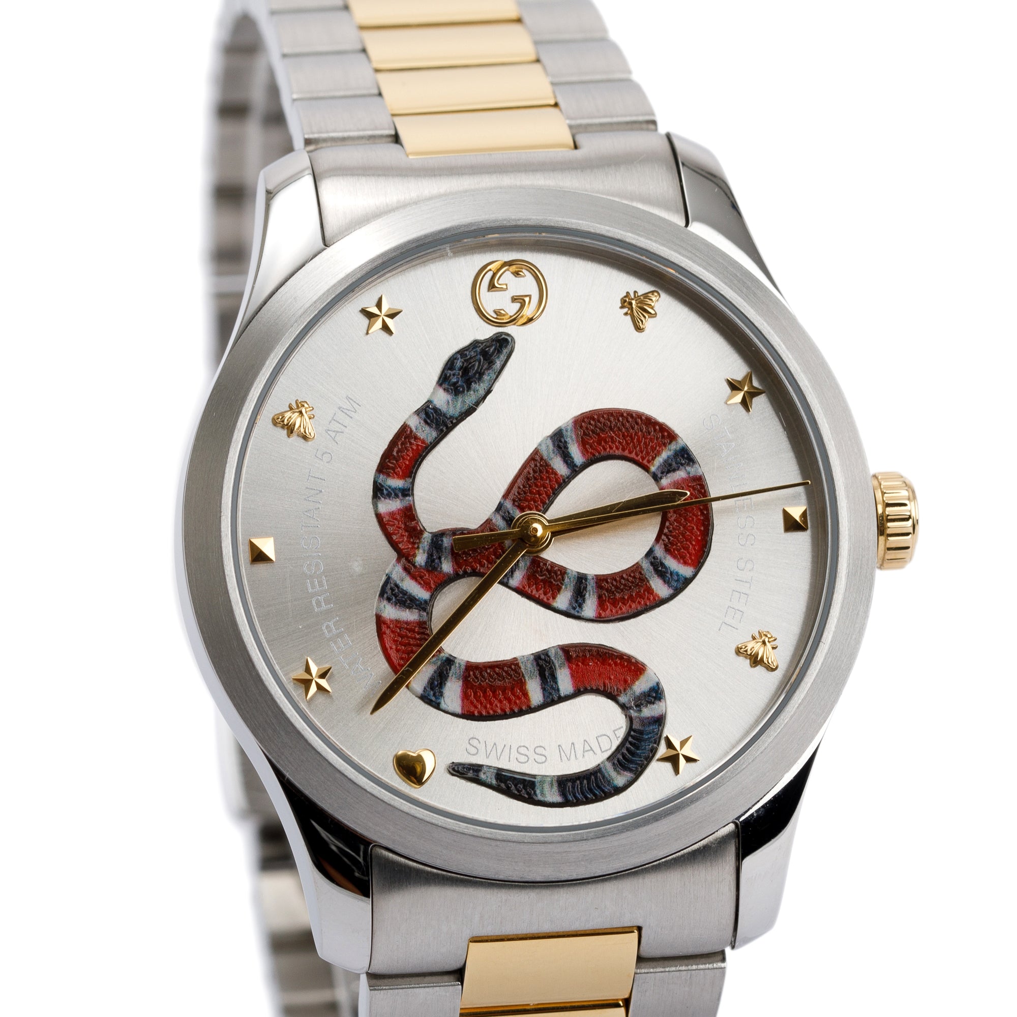 Gucci Stainless Steel & Gold Plated G-Timeless 38 MM Watch w/ Box & Papers