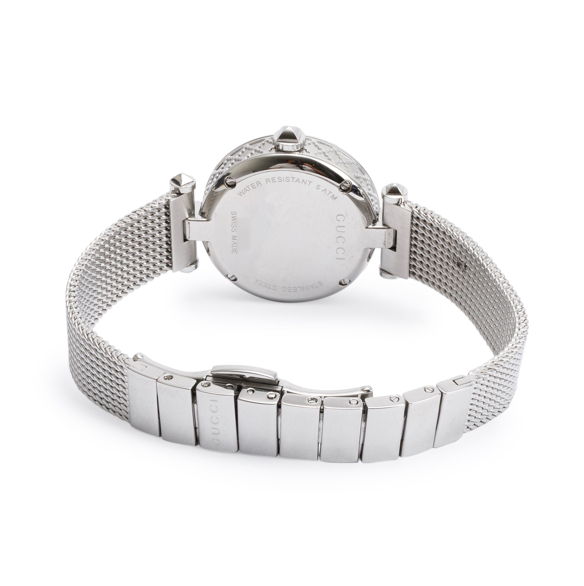 Gucci Stainless Steel Mother of Pearl Dial Diamantissima 27 MM Watch 141.5 w/ Box