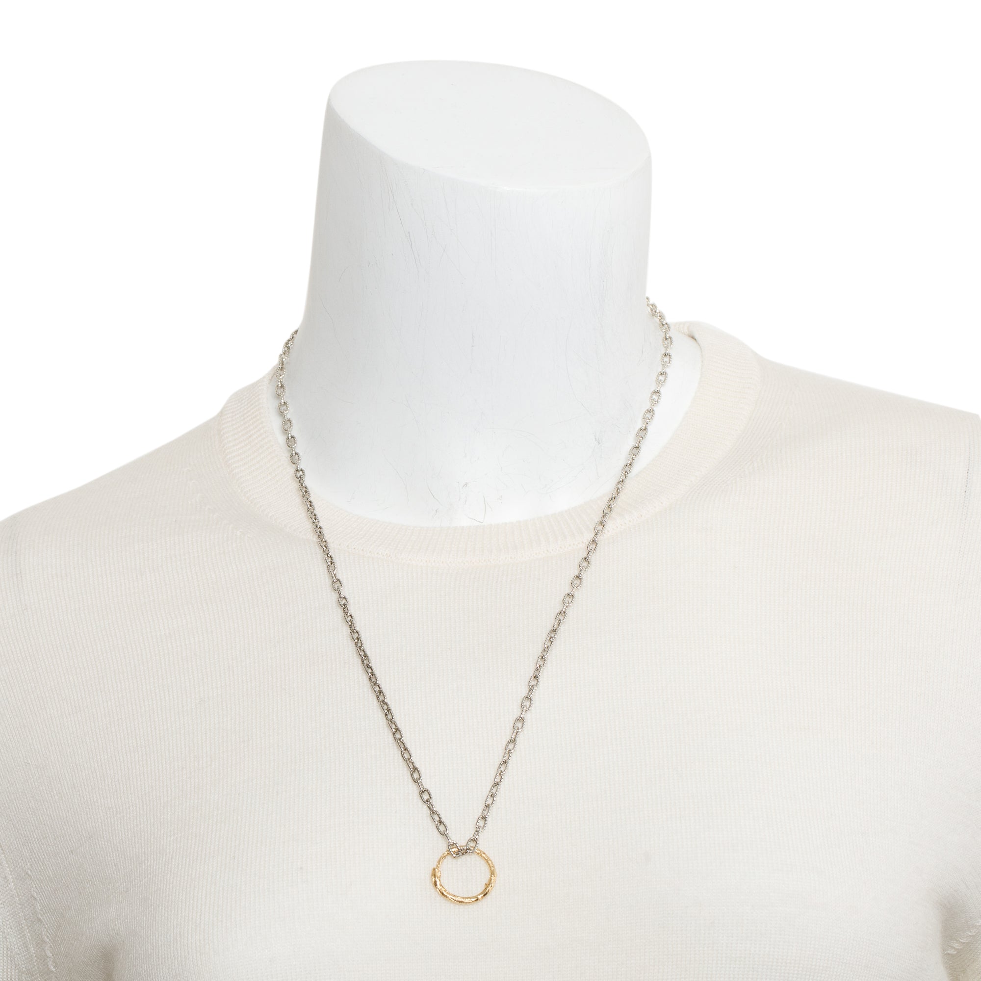 Gucci Sterling Silver & 18k Yellow Gold Snake Ring Pendant Necklace
